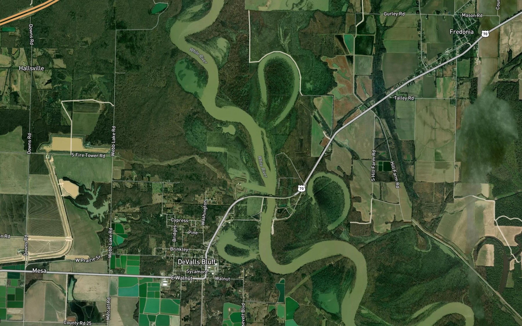 Satellite map of the Coles Bend
