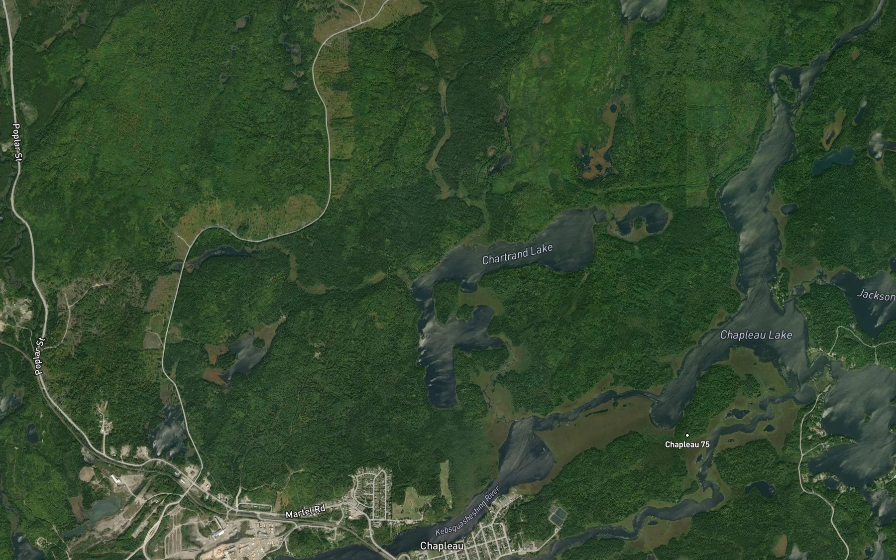 Satellite map of the Chartrand Lake