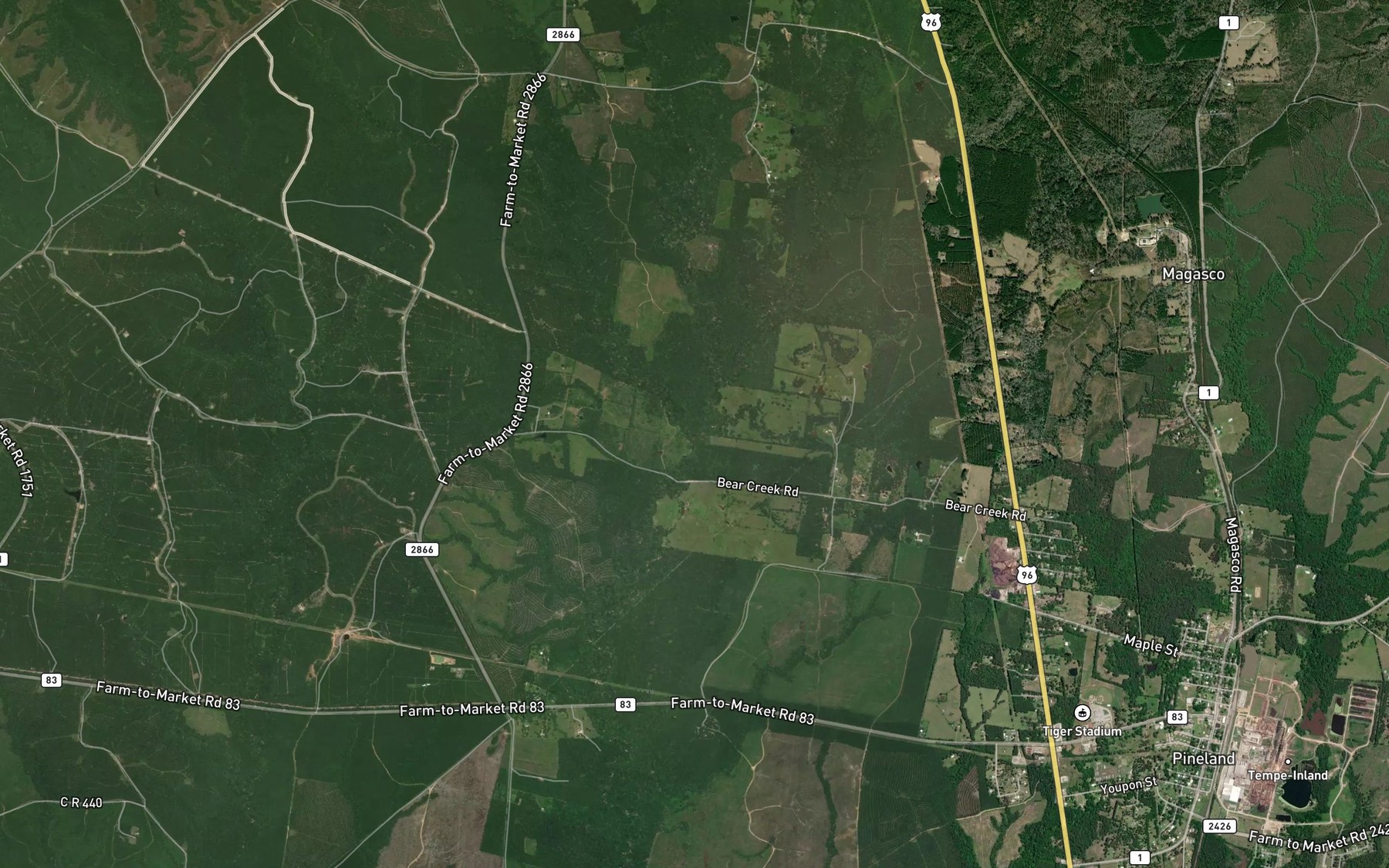 Satellite map of the Jack Williams Creek