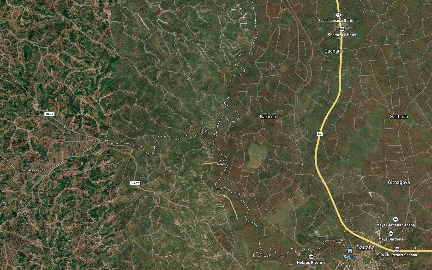 Satellite map of the Ruarai