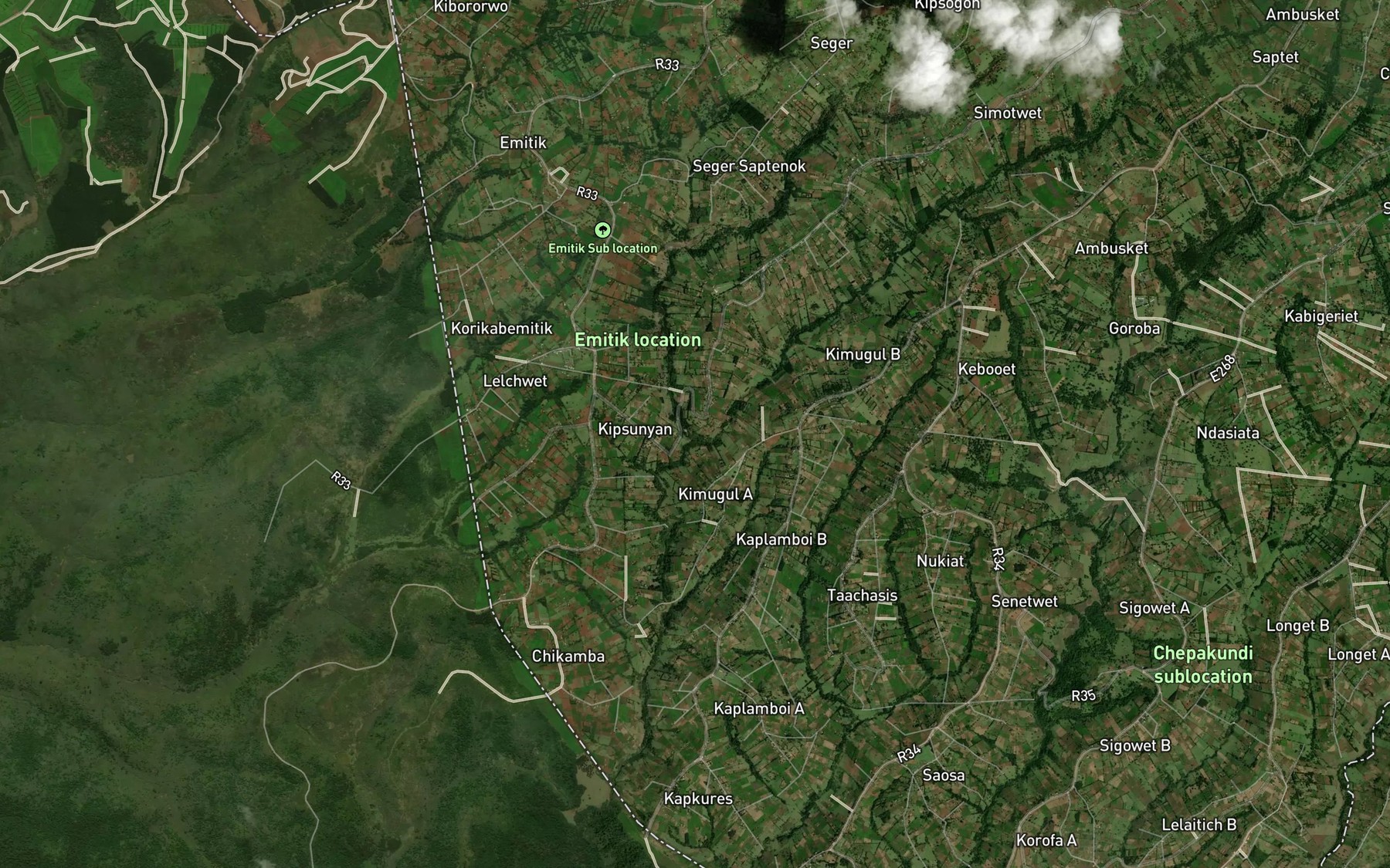 Satellite map of the Pura Pura Kina