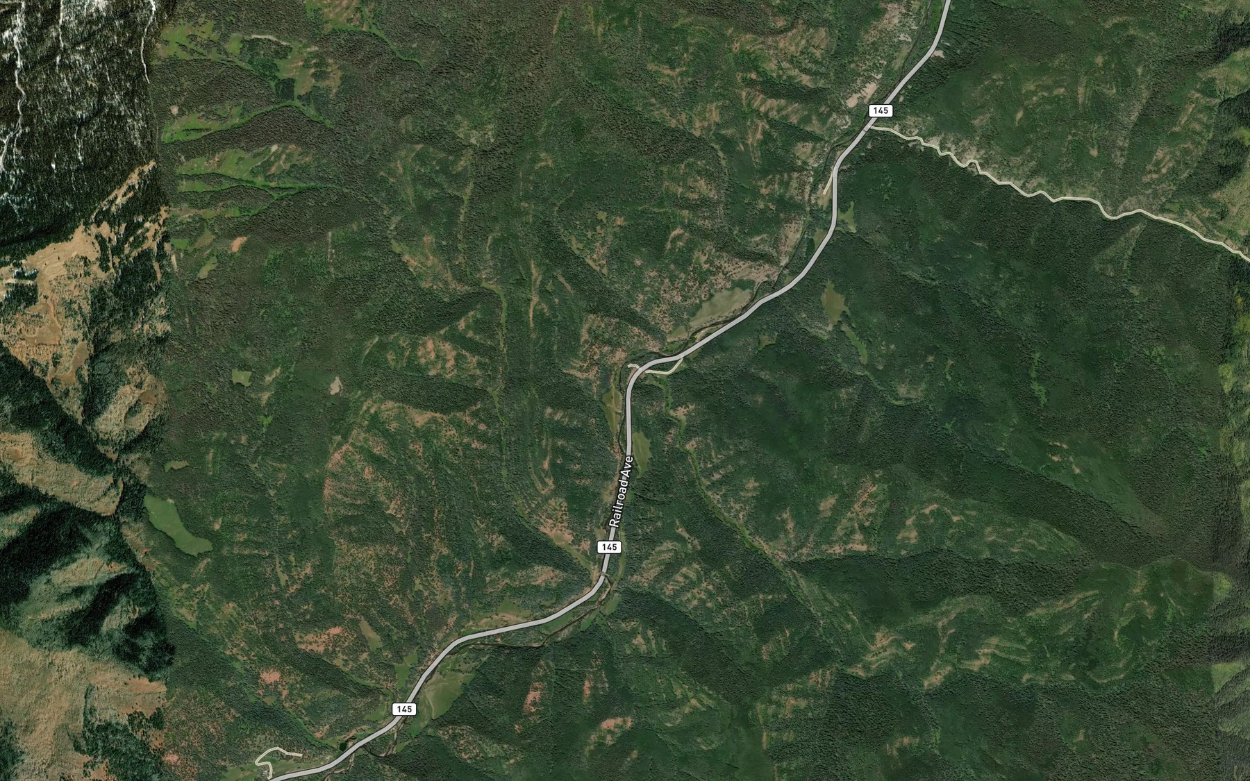 Satellite map of the Ryman Creek