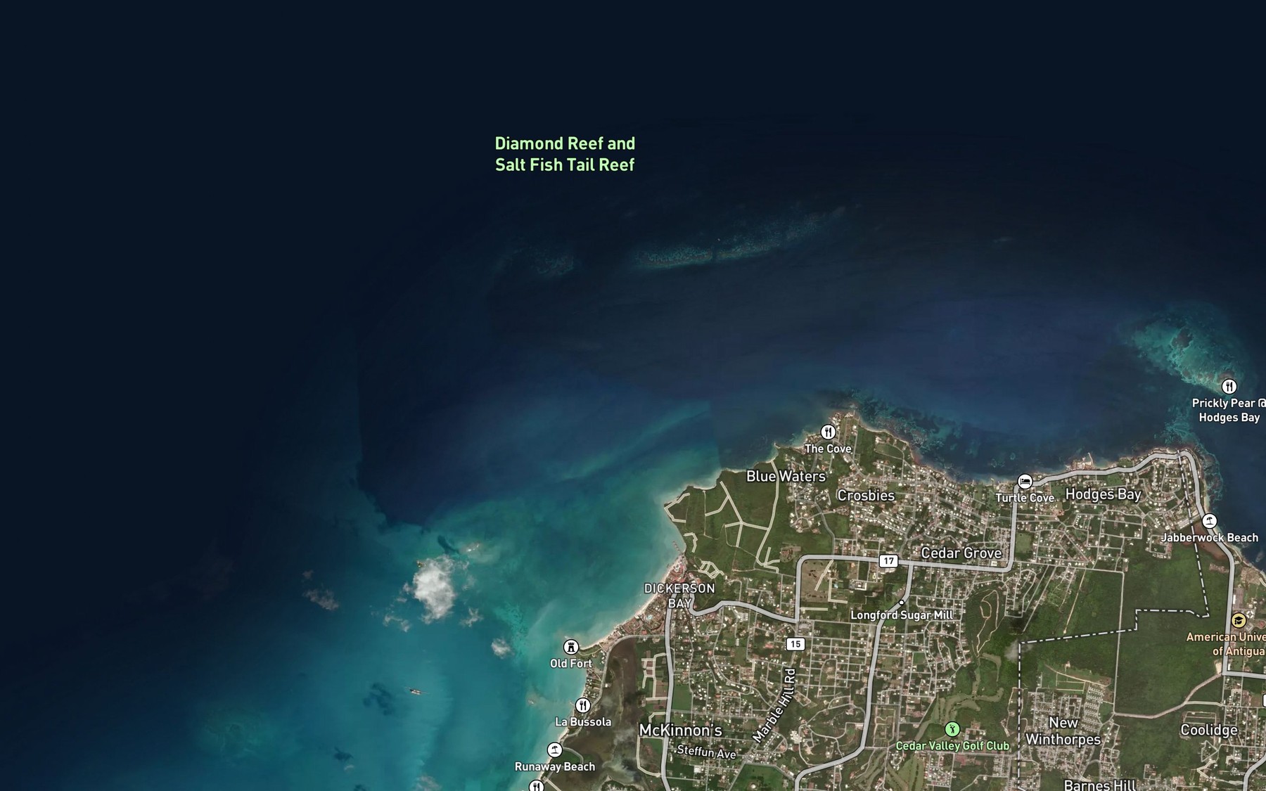 Satellite map of the Salt Fish Tail