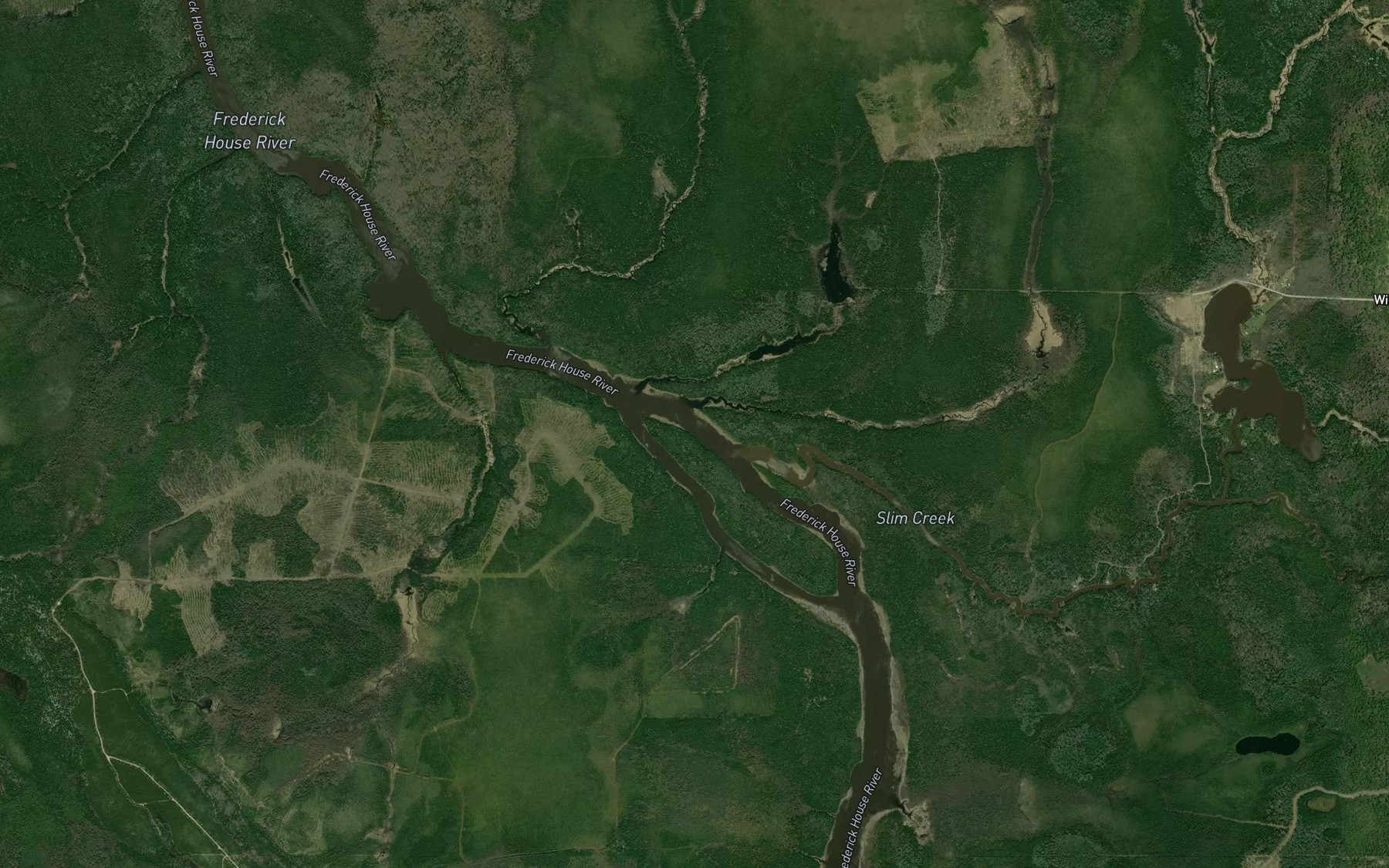 Satellite map of the Slim Creek