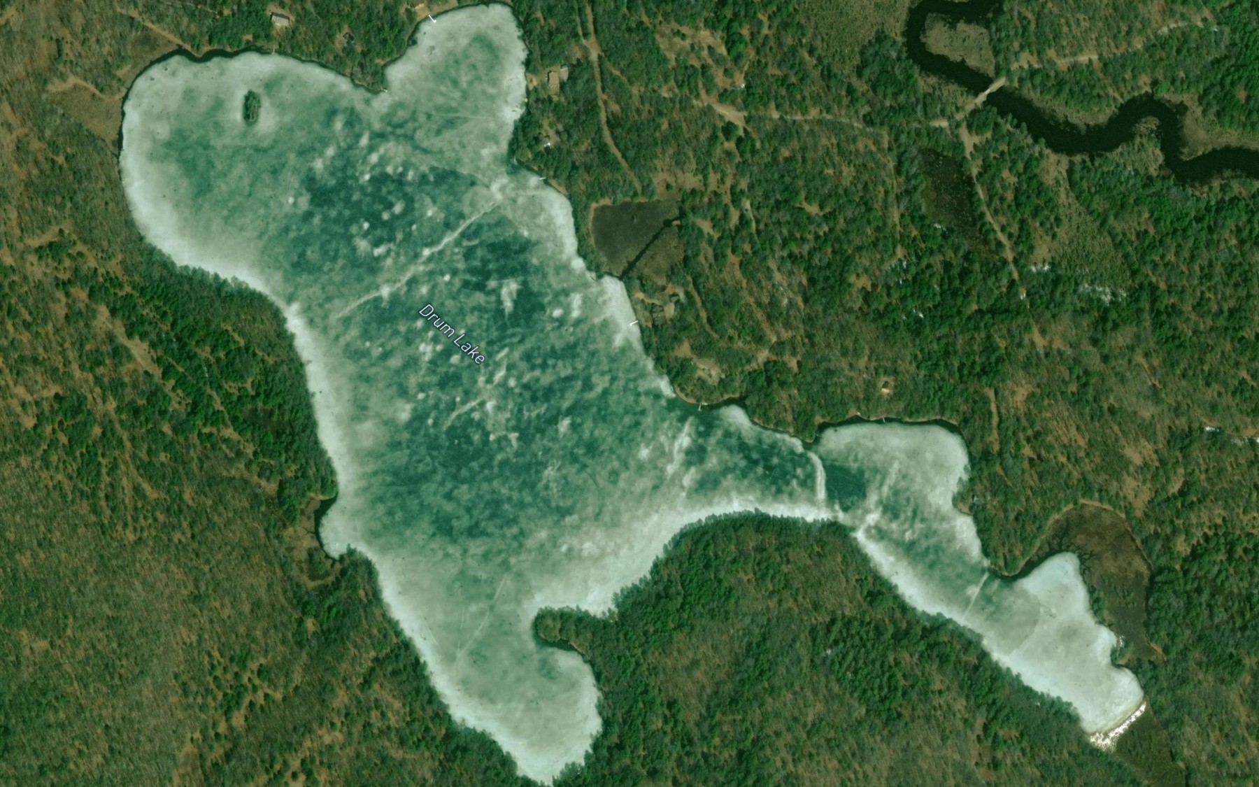 Satellite map of the Drum Lake