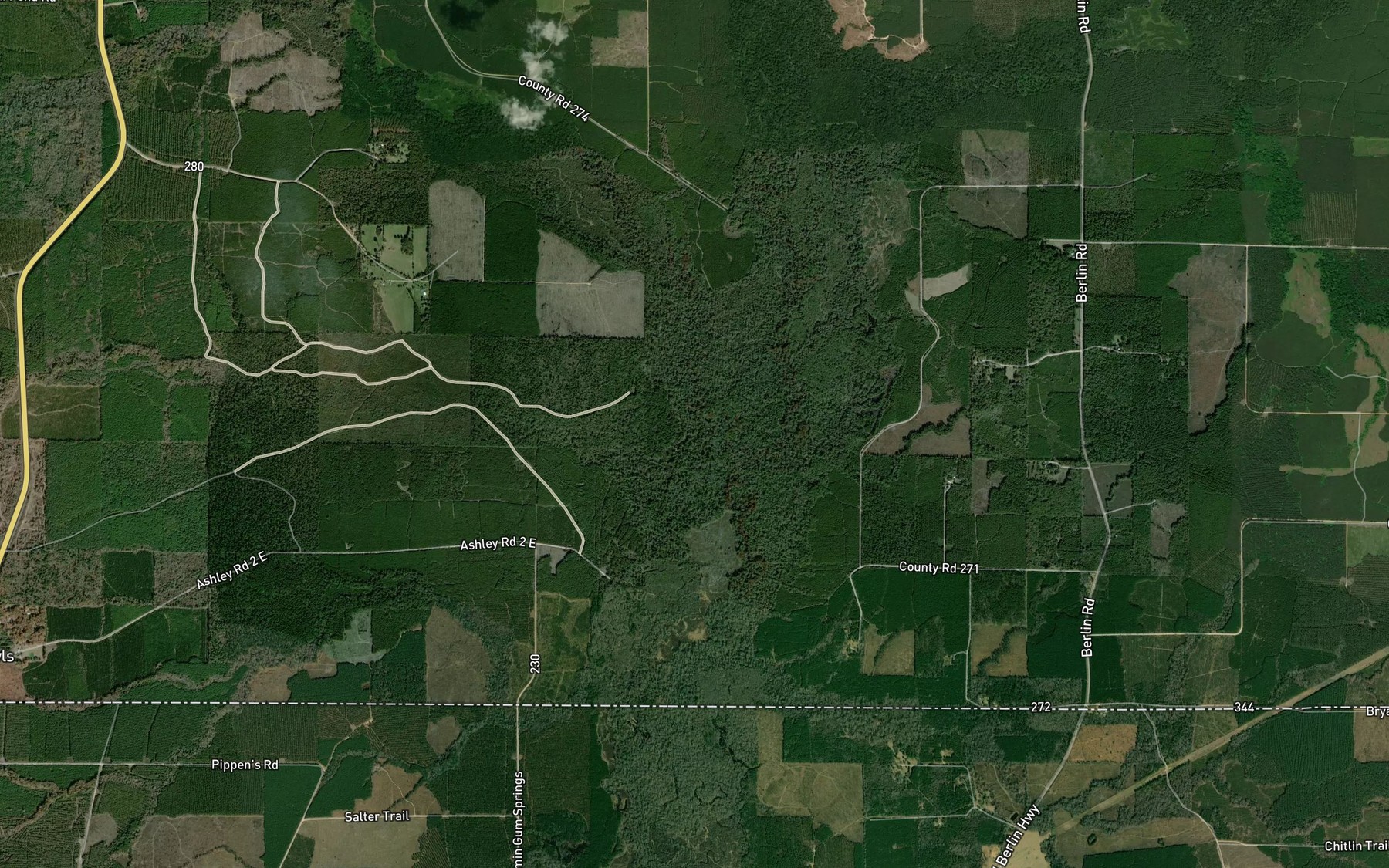 Satellite map of the Chemin-A-Haut Creek