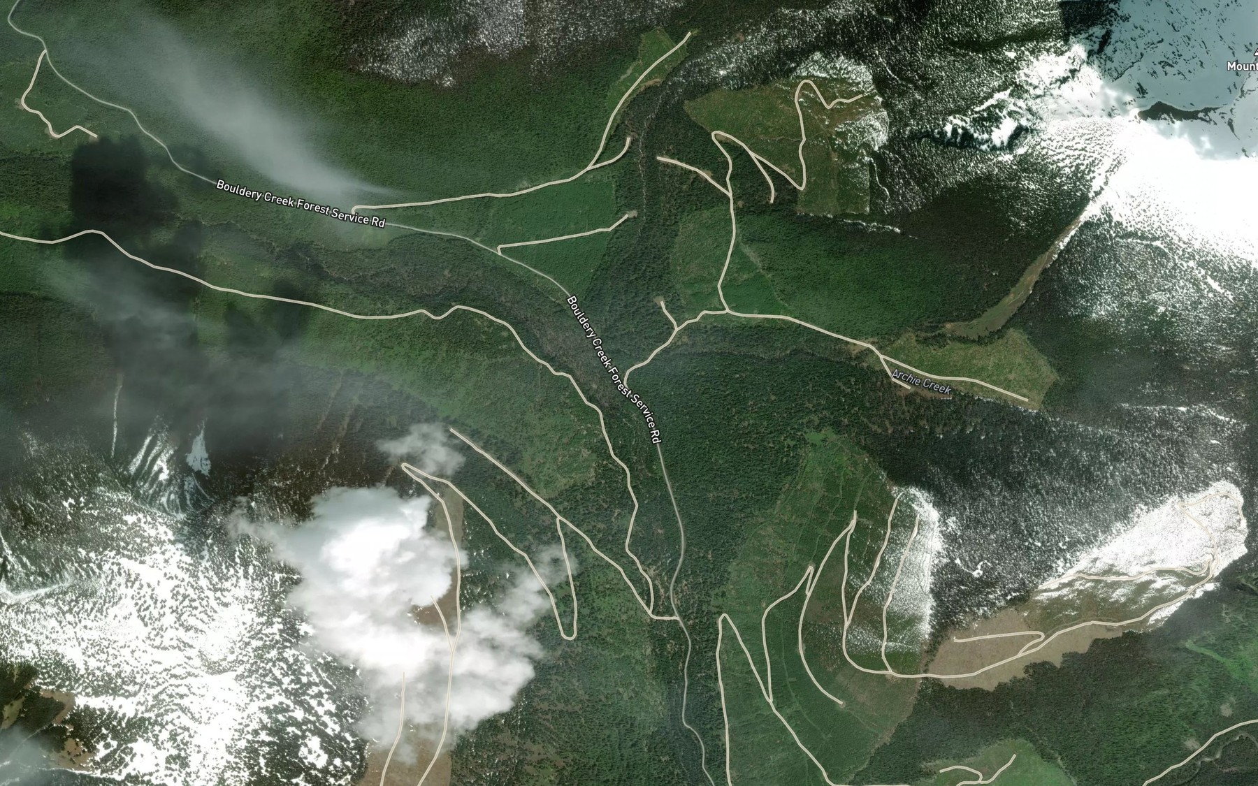 Satellite map of the Teapot Creek