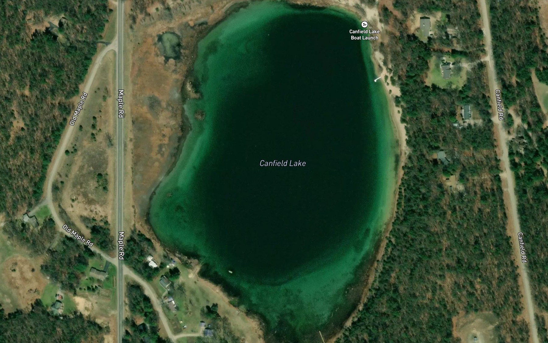 Satellite map of the Canfield Lake