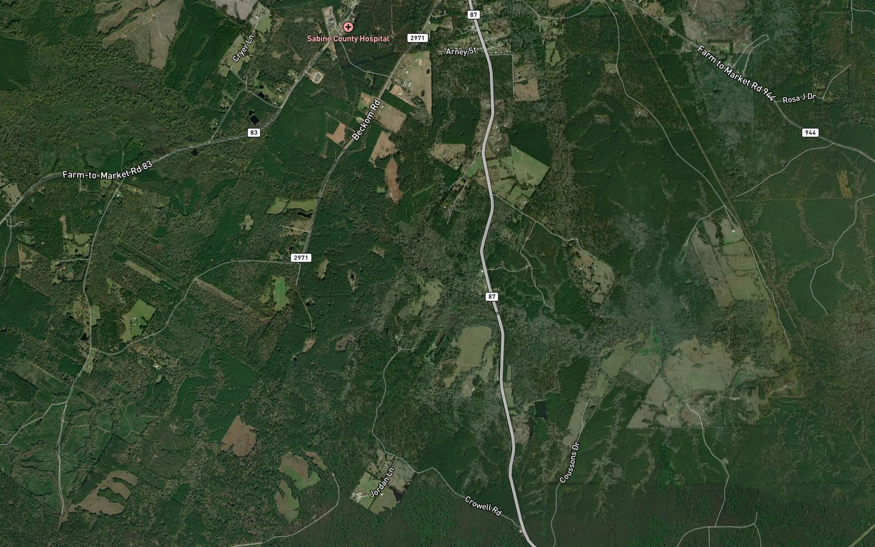 Satellite map of the Caney Branch