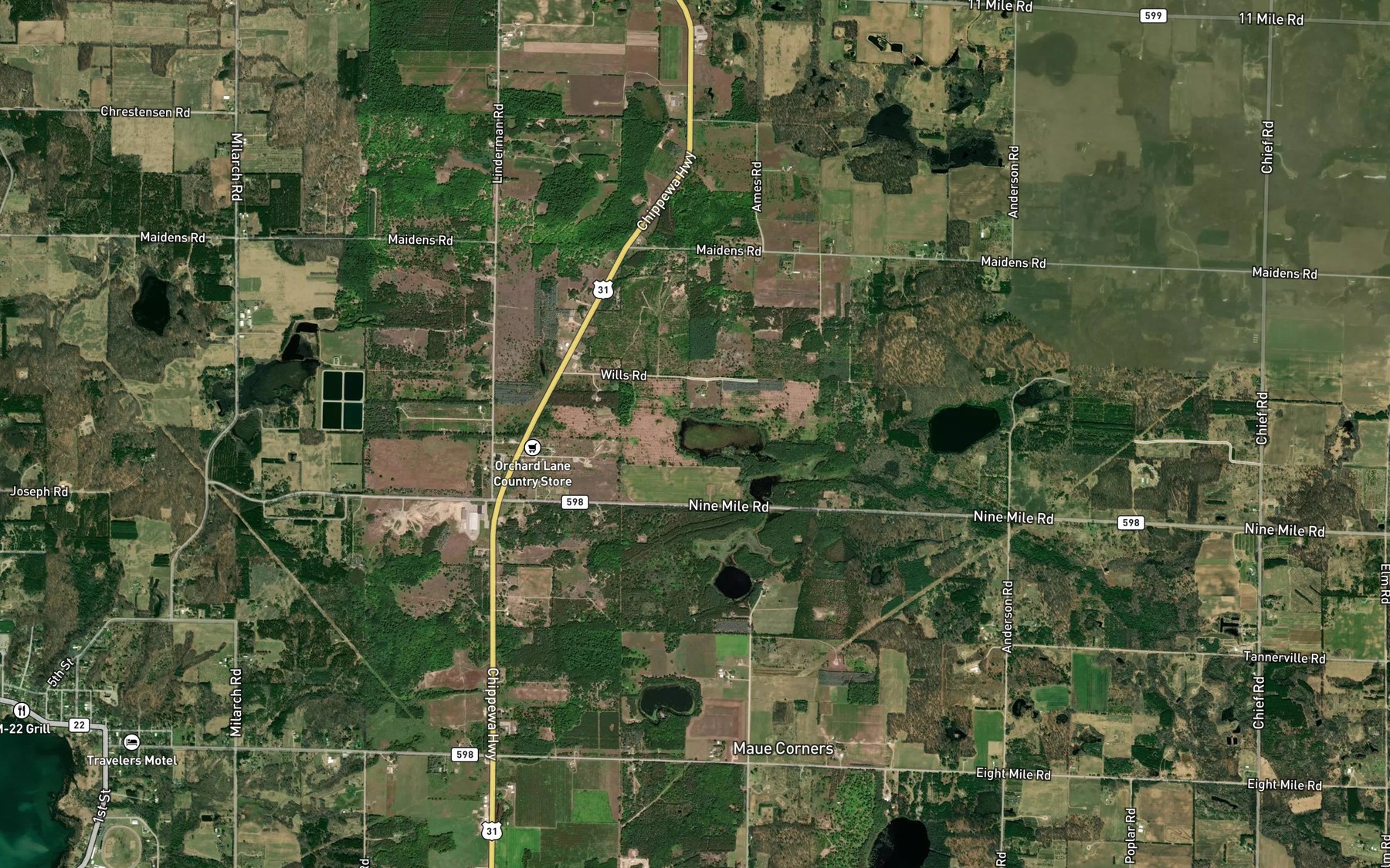 Satellite map of the Krouse Lake