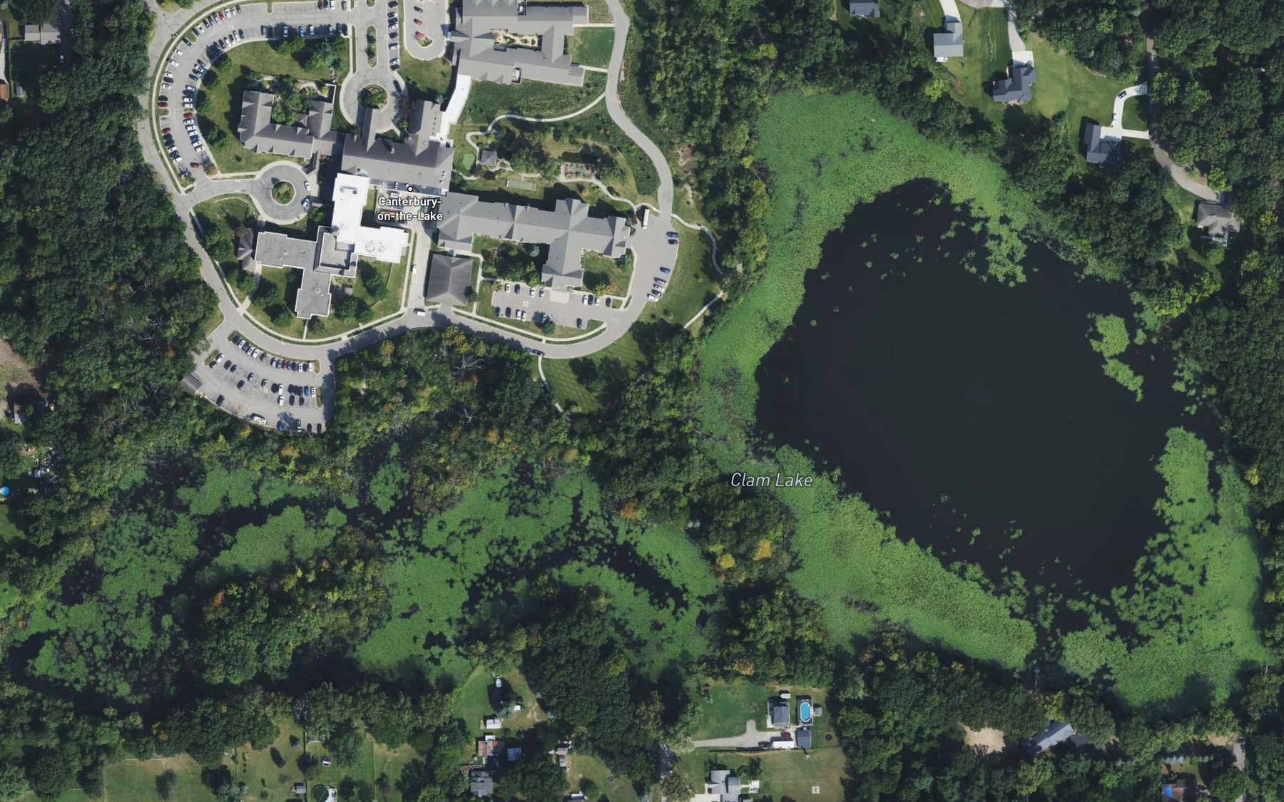 Satellite map of the Clam Lake