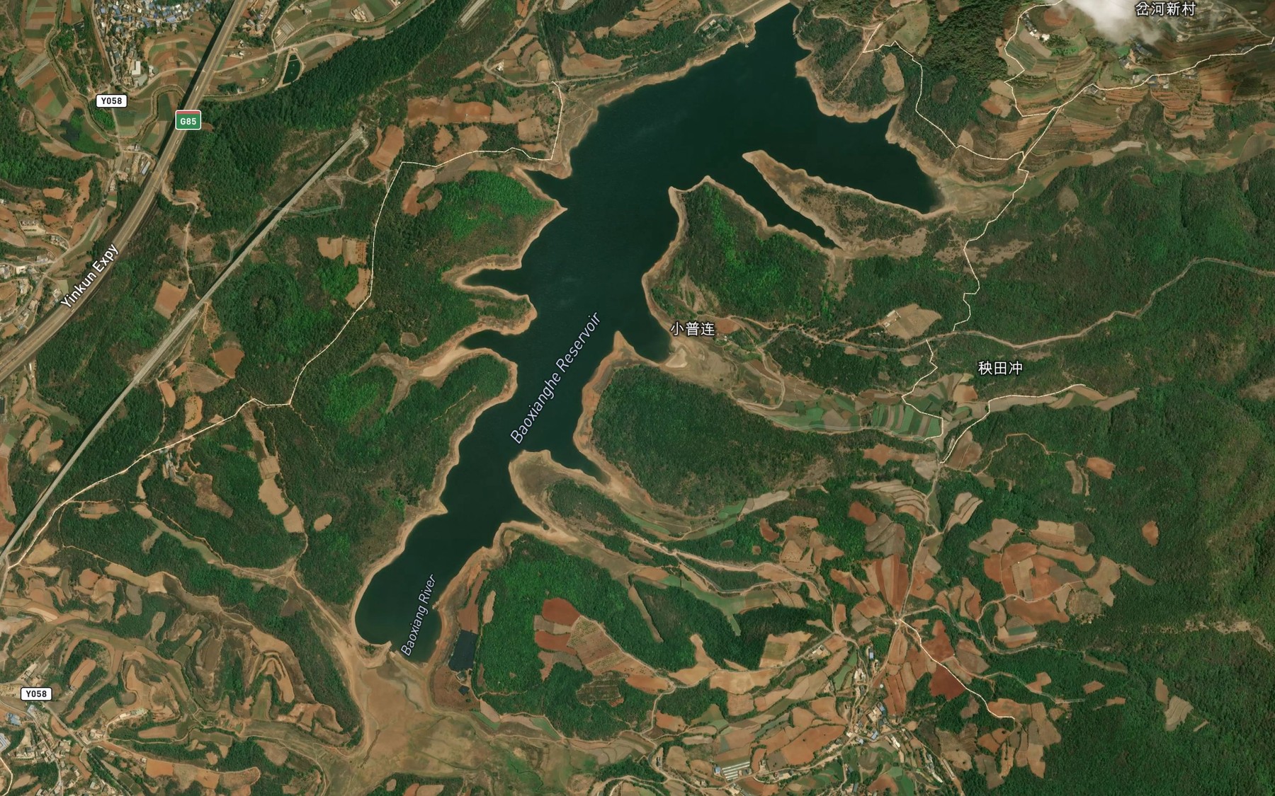 Satellite map of the Baoxianghe Shuiku