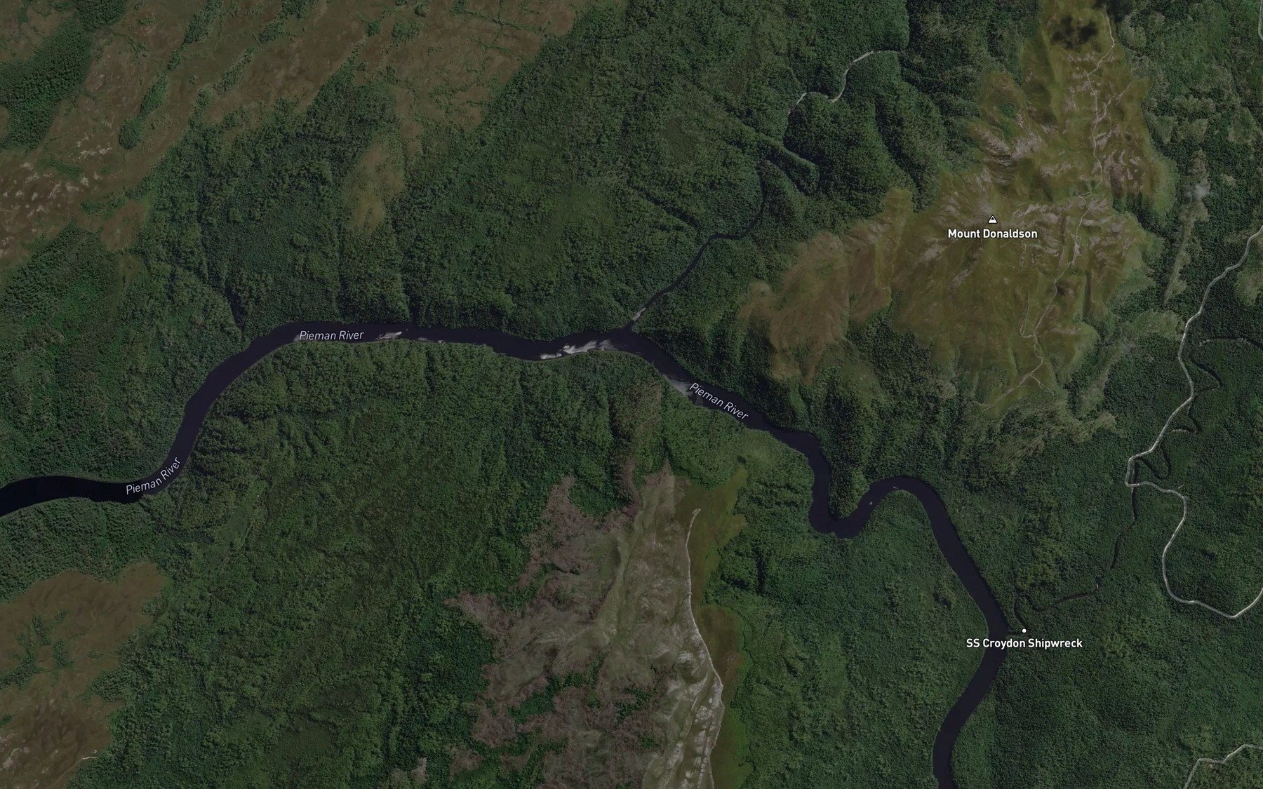 Satellite map of the Donaldson River