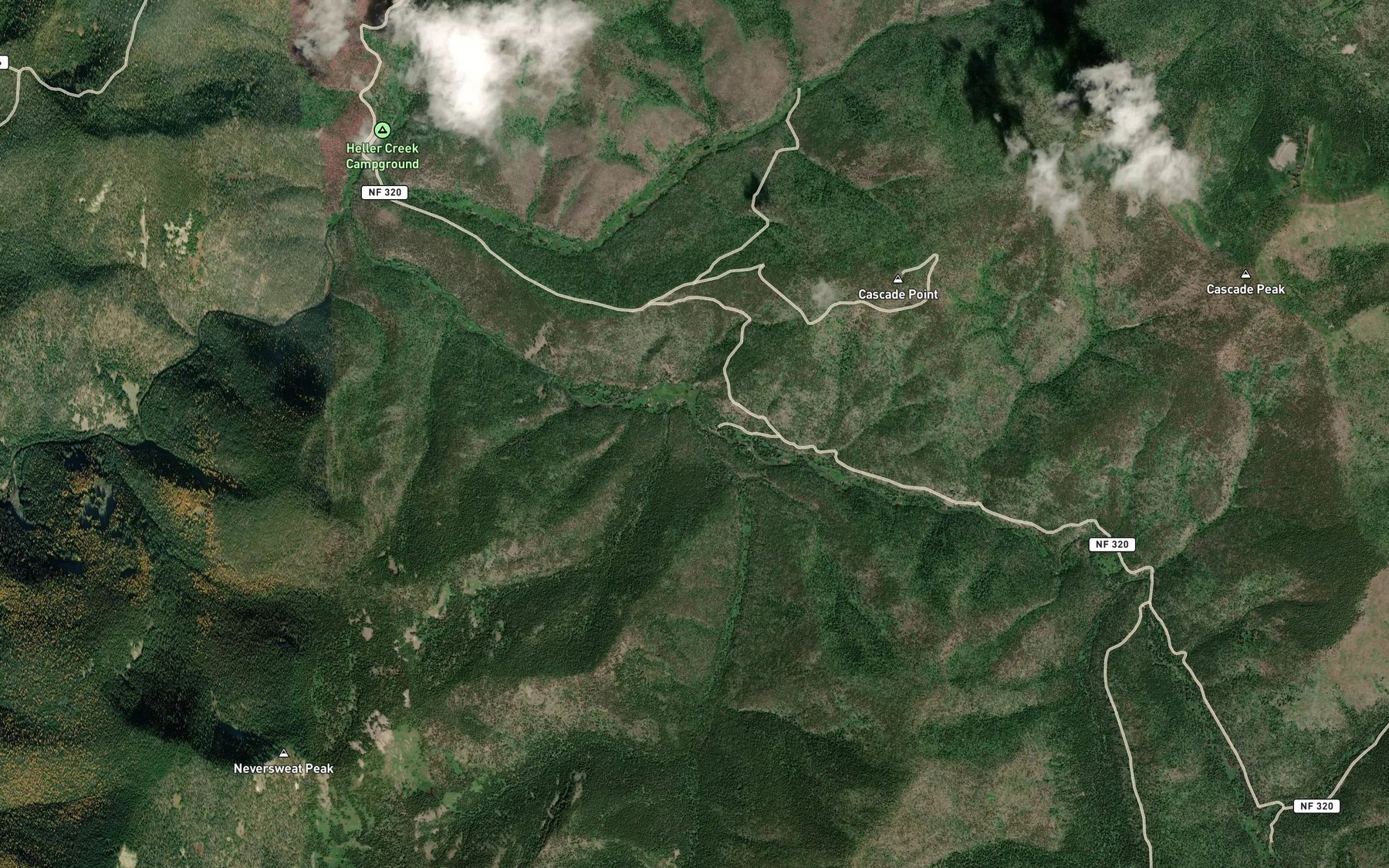 Satellite map of the Yankee Bar Creek