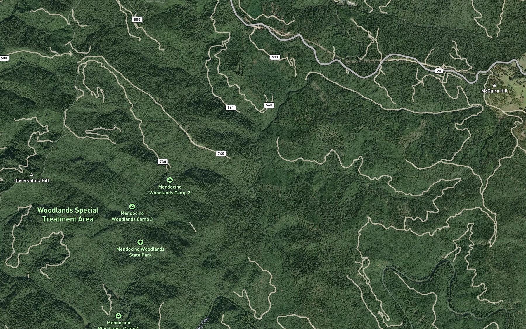 Satellite map of the East Branch Little North Fork