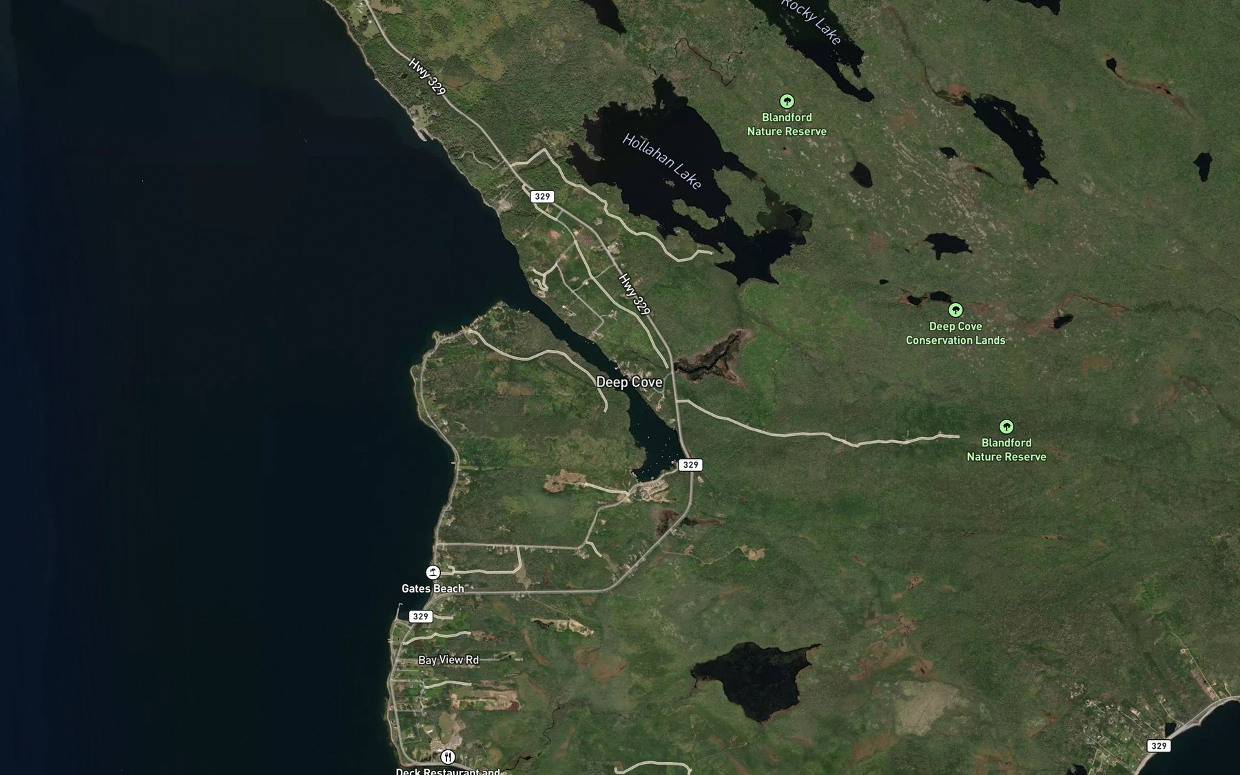 Satellite map of the Butter Cove