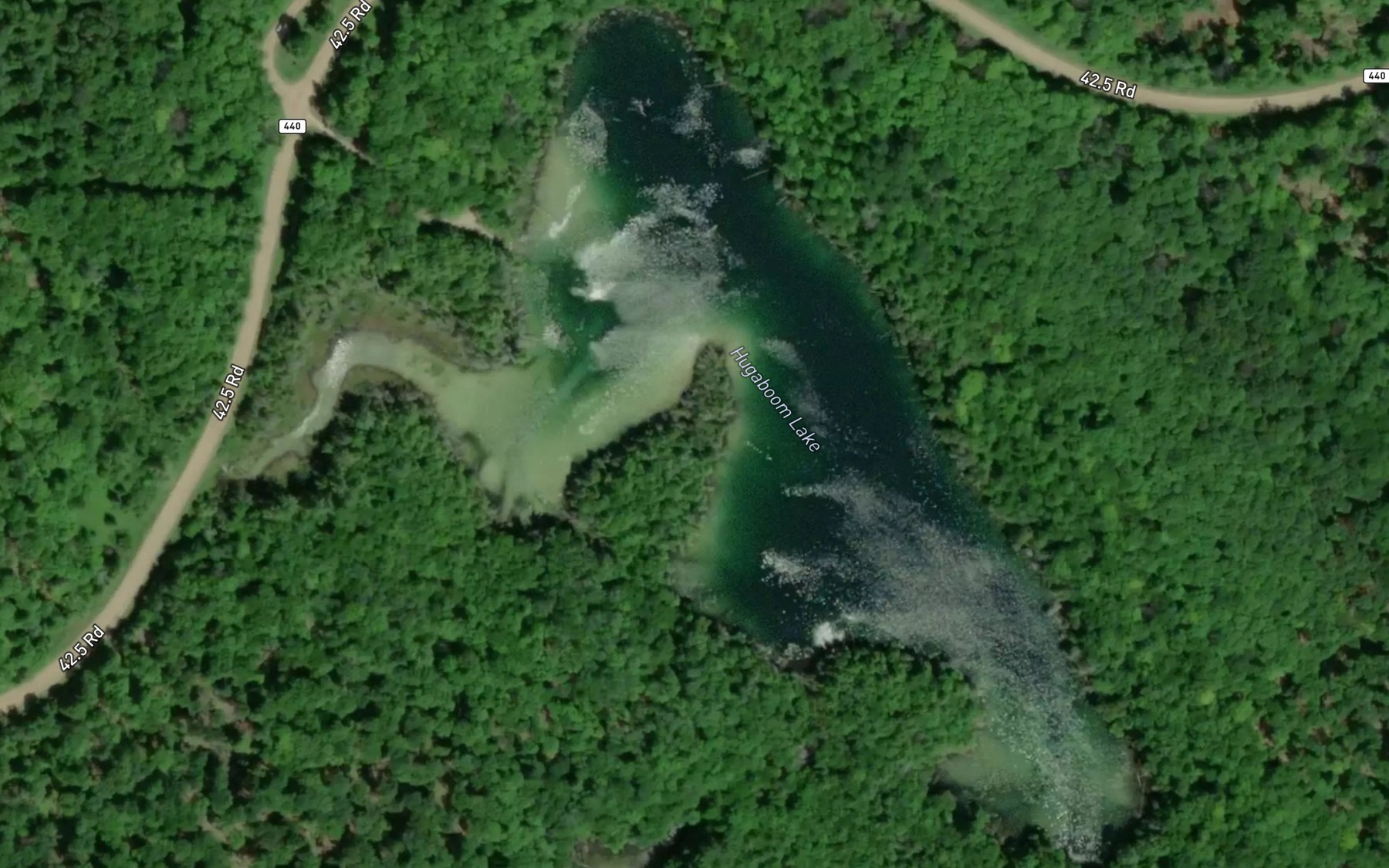 Satellite map of the Hugoboom Lake