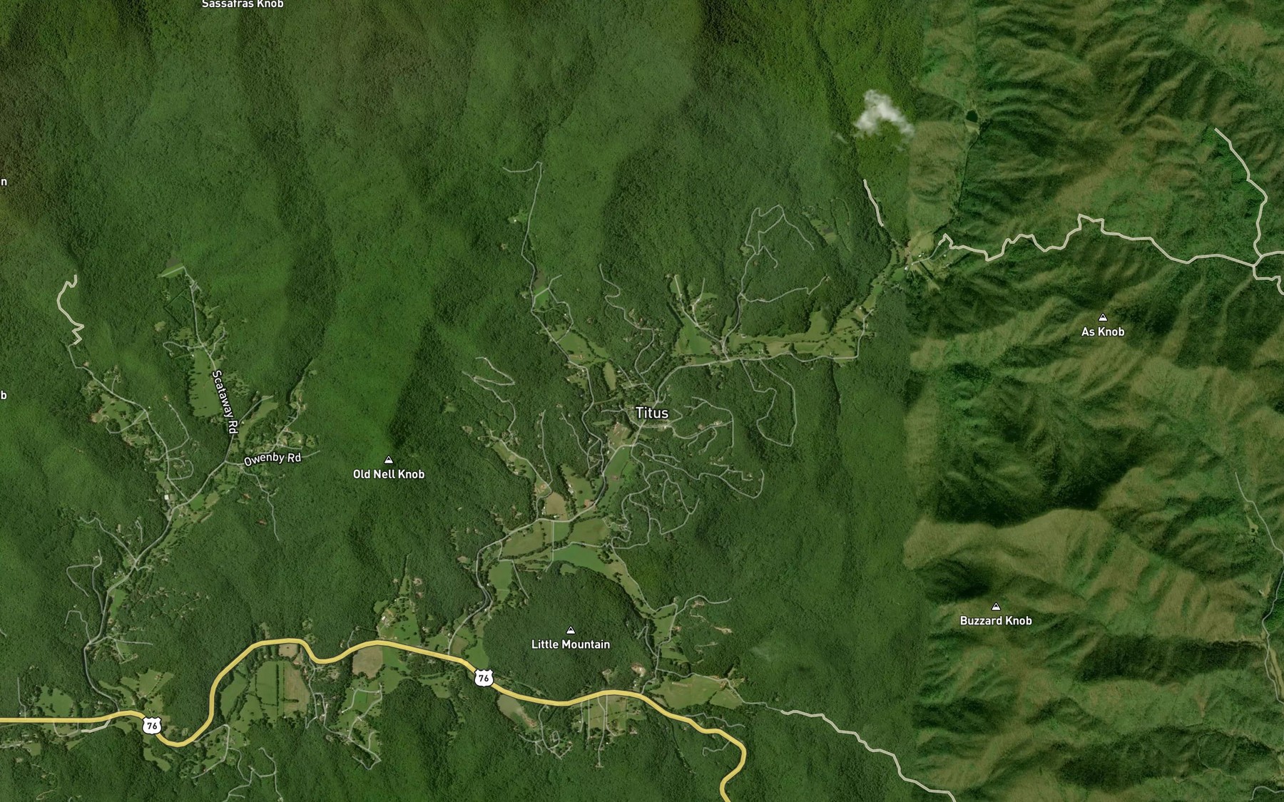 Satellite map of the Hall Creek