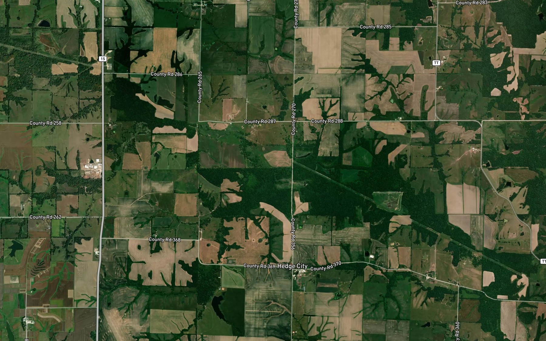 Satellite map of the Hickory Branch