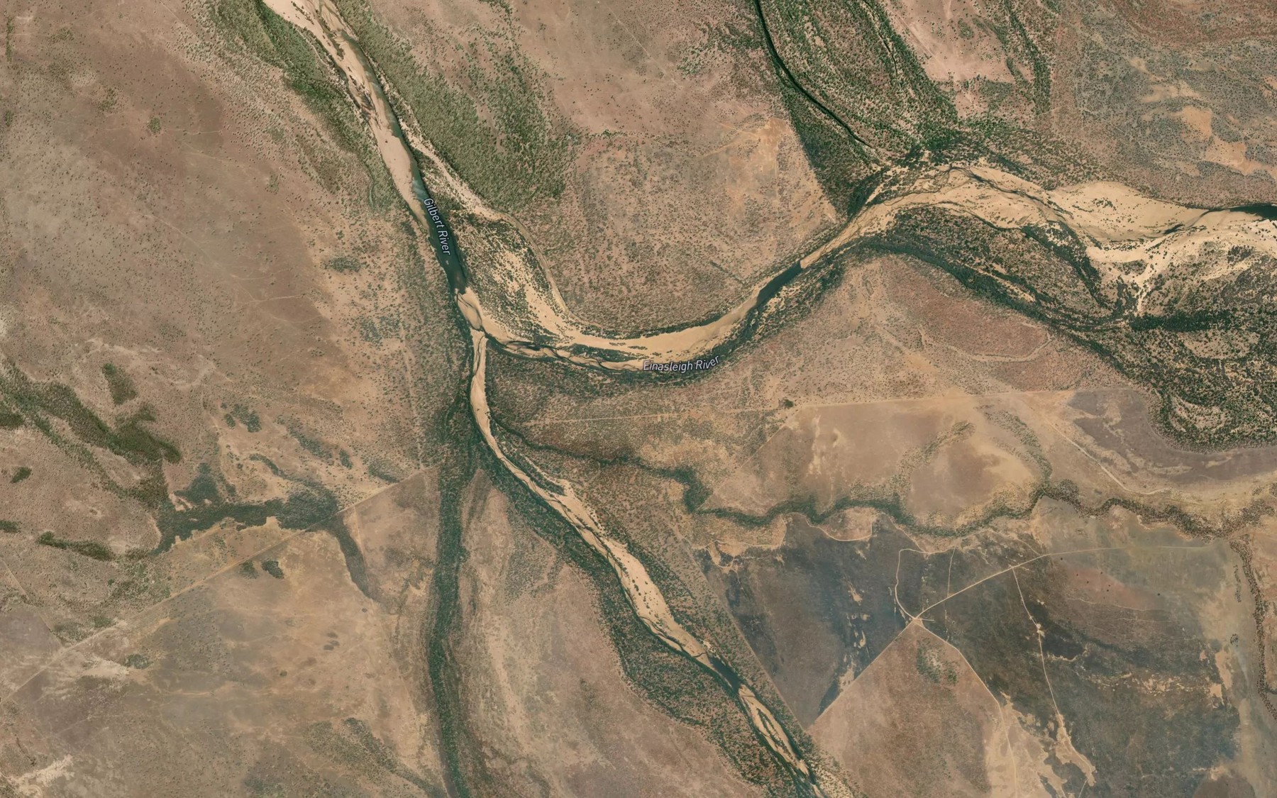 Satellite map of the Einasleigh River