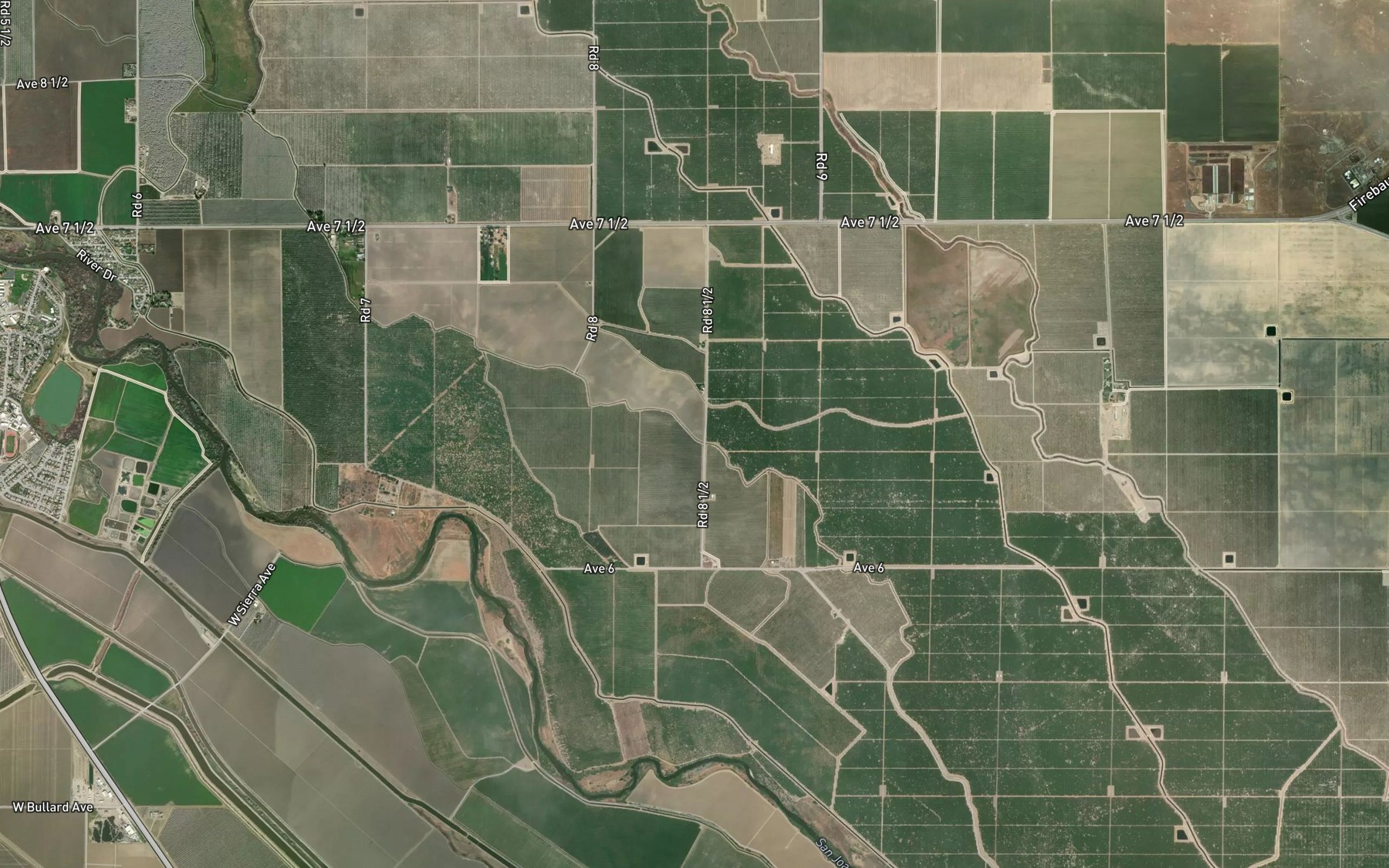 Satellite map of the Buttonwillow Drain