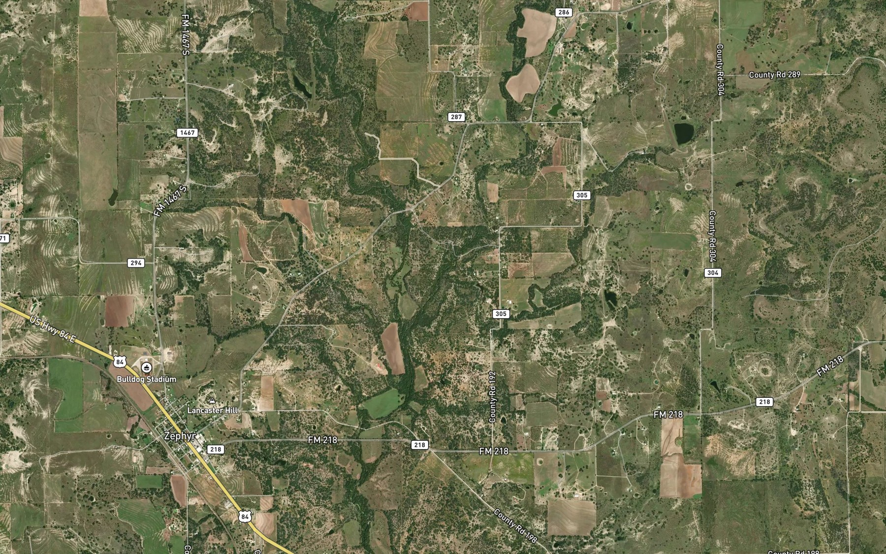 Satellite map of the Sand Spring Branch