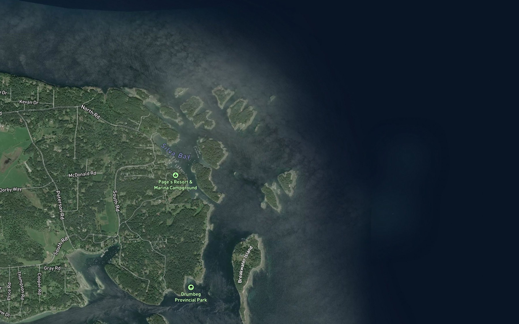 Satellite map of the Commodore Passage
