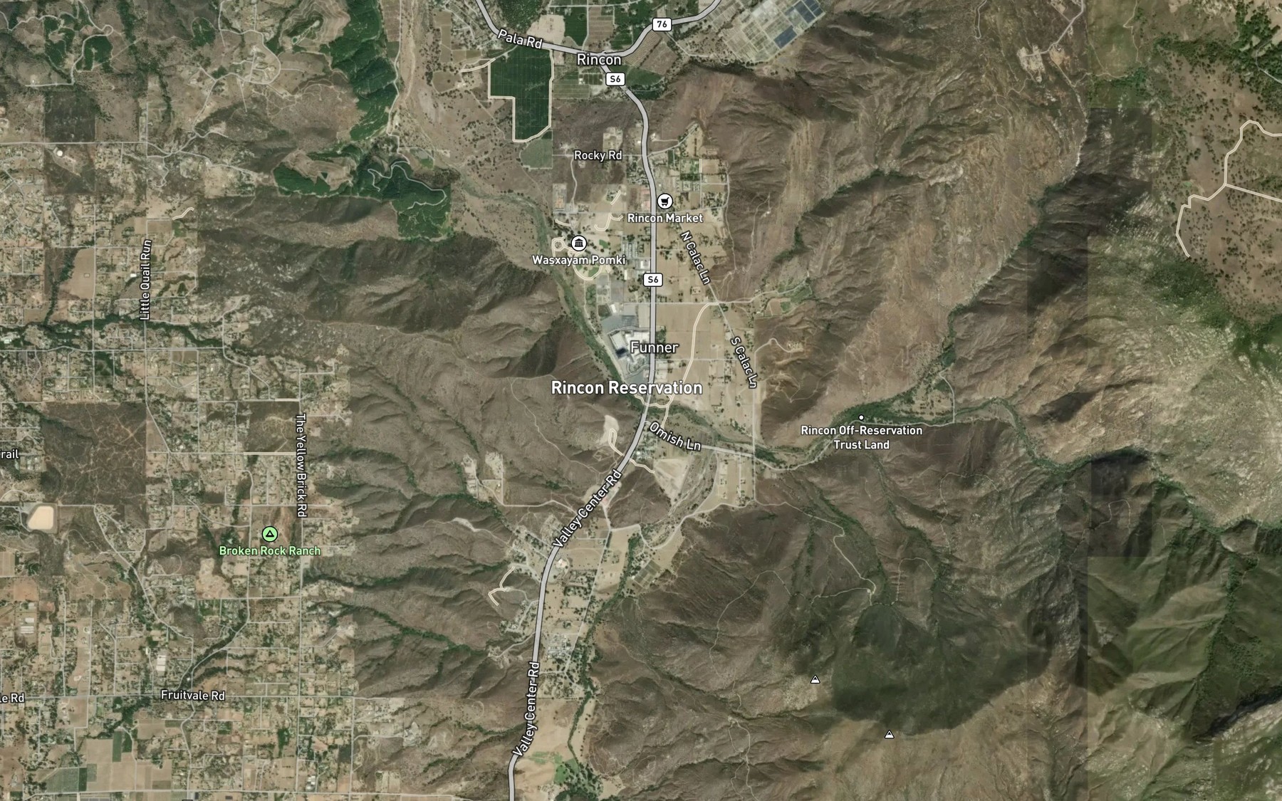 Satellite map of the Paradise Creek