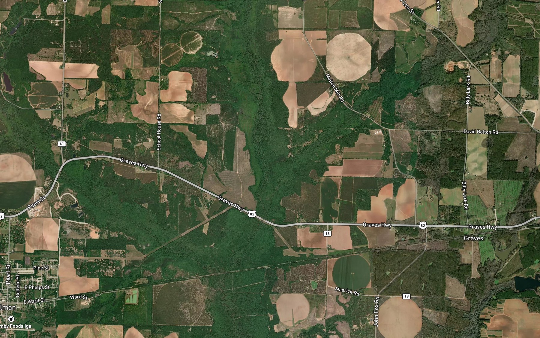Satellite map of the Wolf Creek