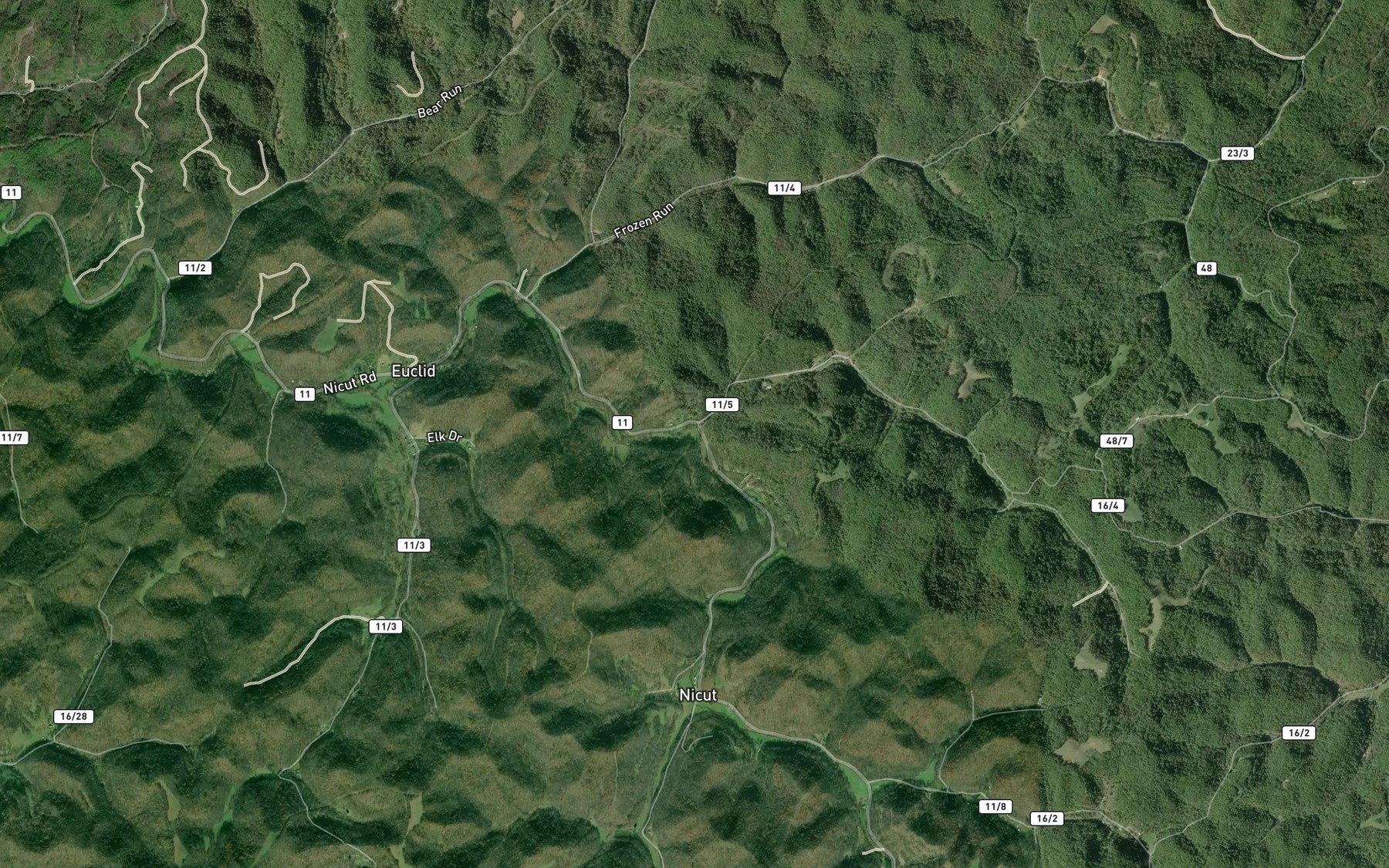 Satellite map of the Upper Big Run