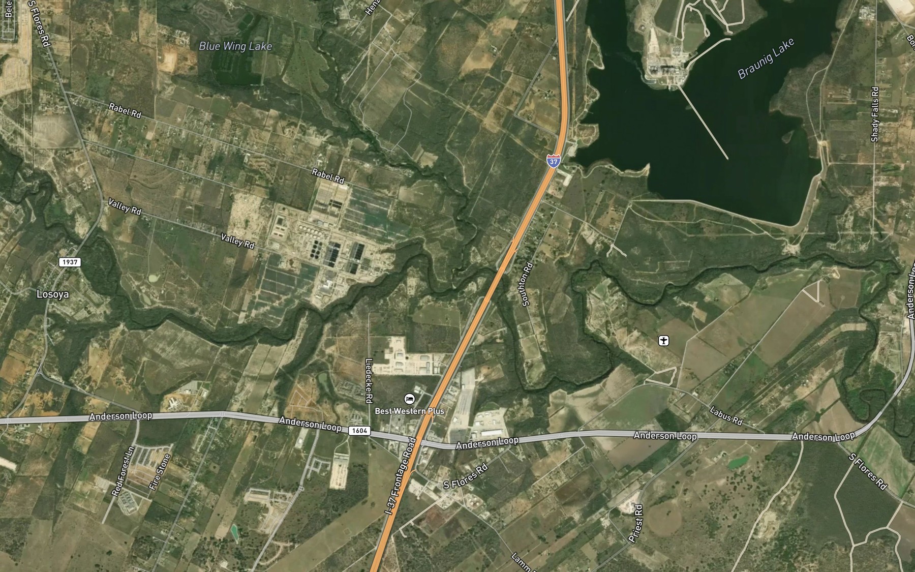 Satellite map of the Medina River