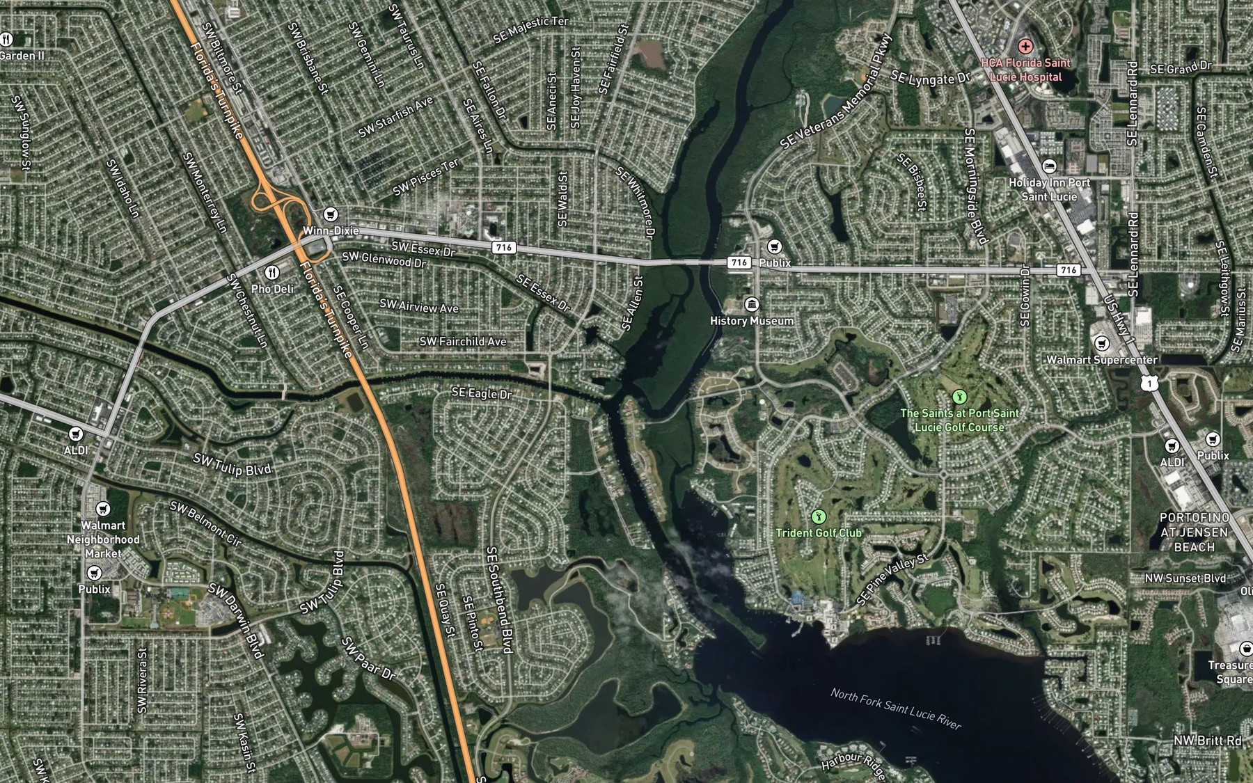 Satellite map of the Long Creek