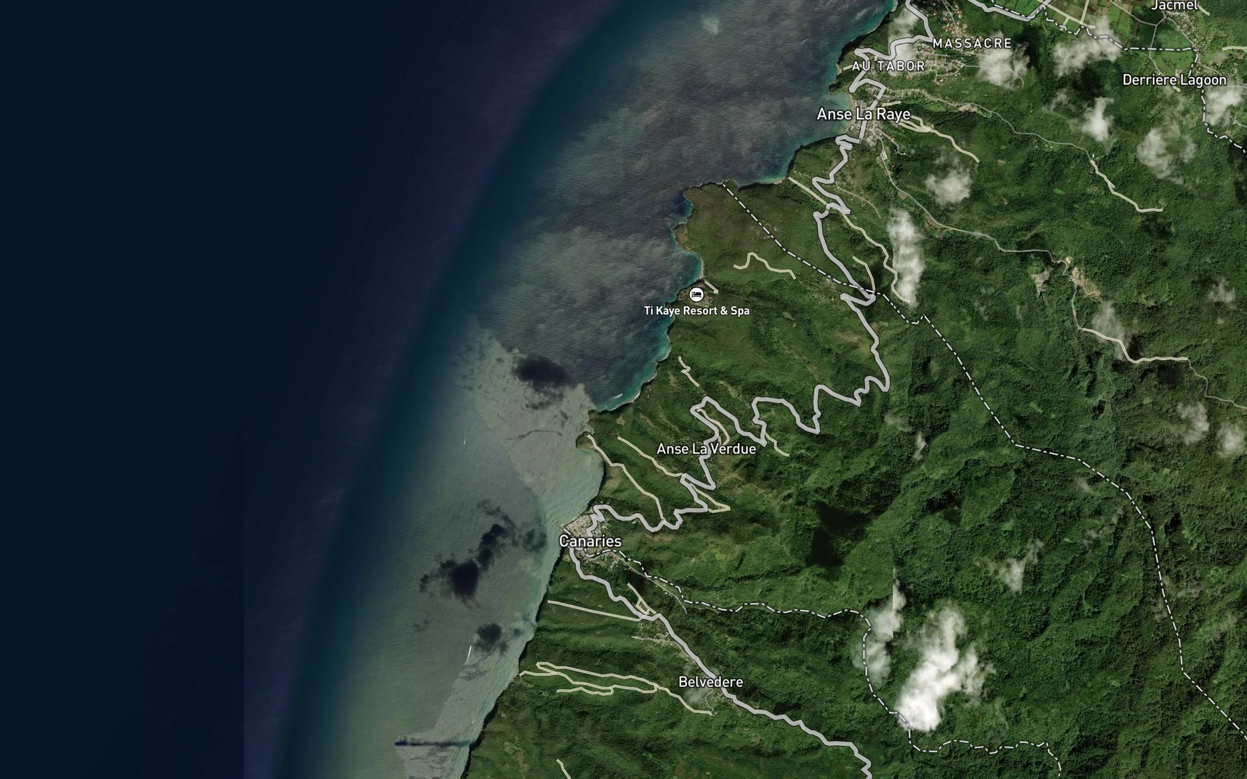 Satellite map of the Anse la Voutte