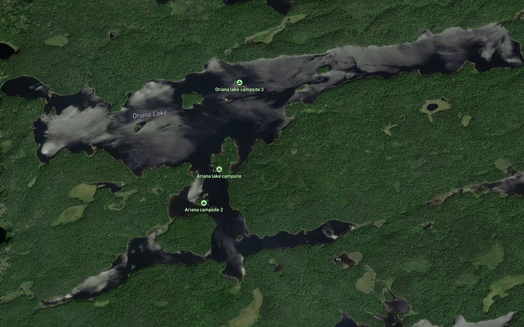 Satellite map of the Oriana Lake