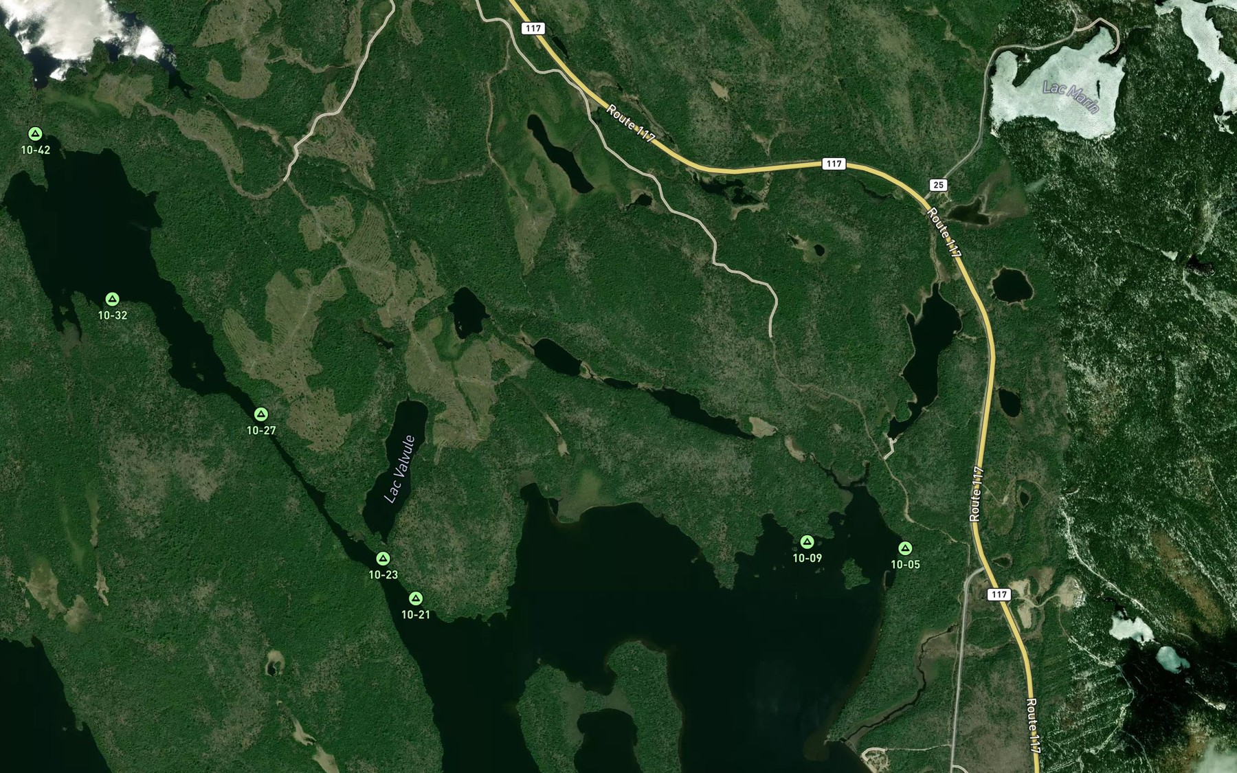 Satellite map of the Lac Hampigny