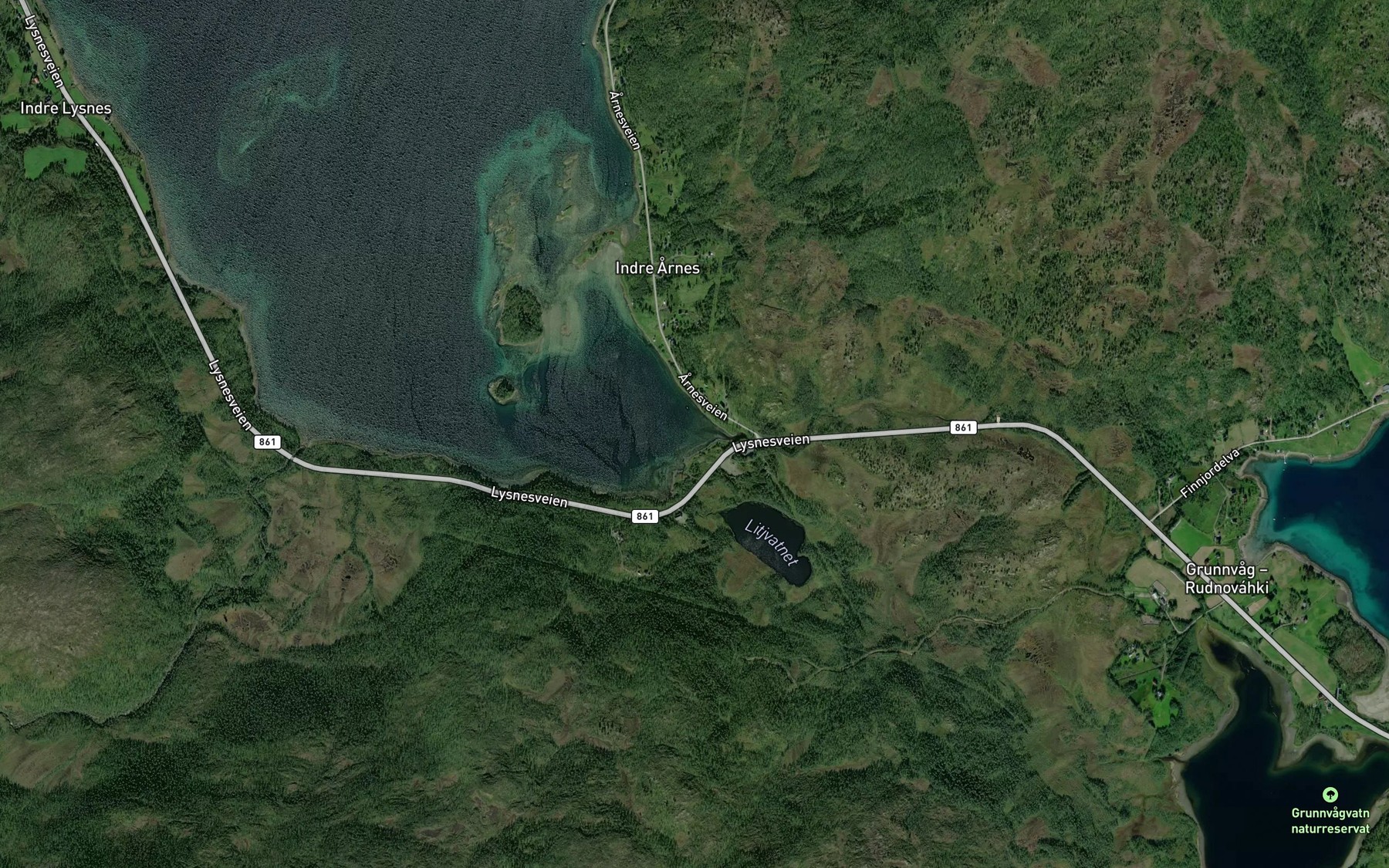 Satellite map of the Kjosen