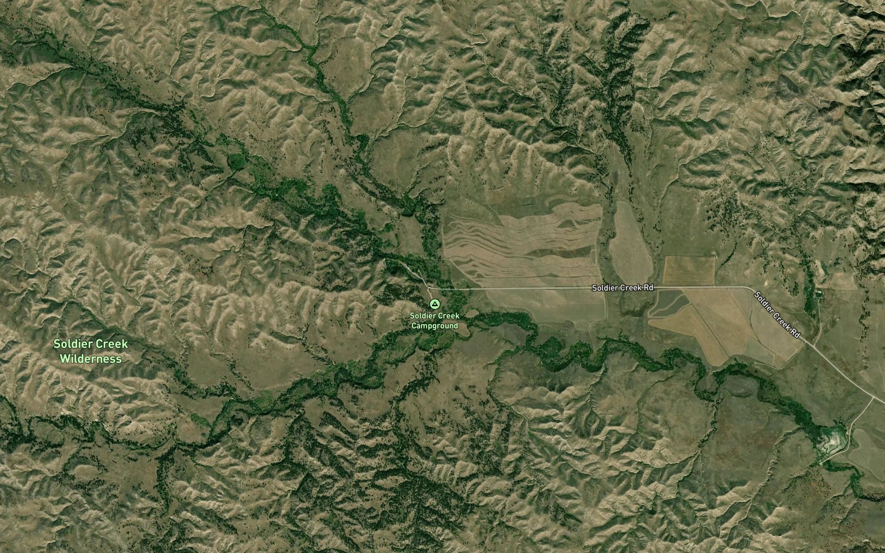 Satellite map of the North Fork Soldier Creek