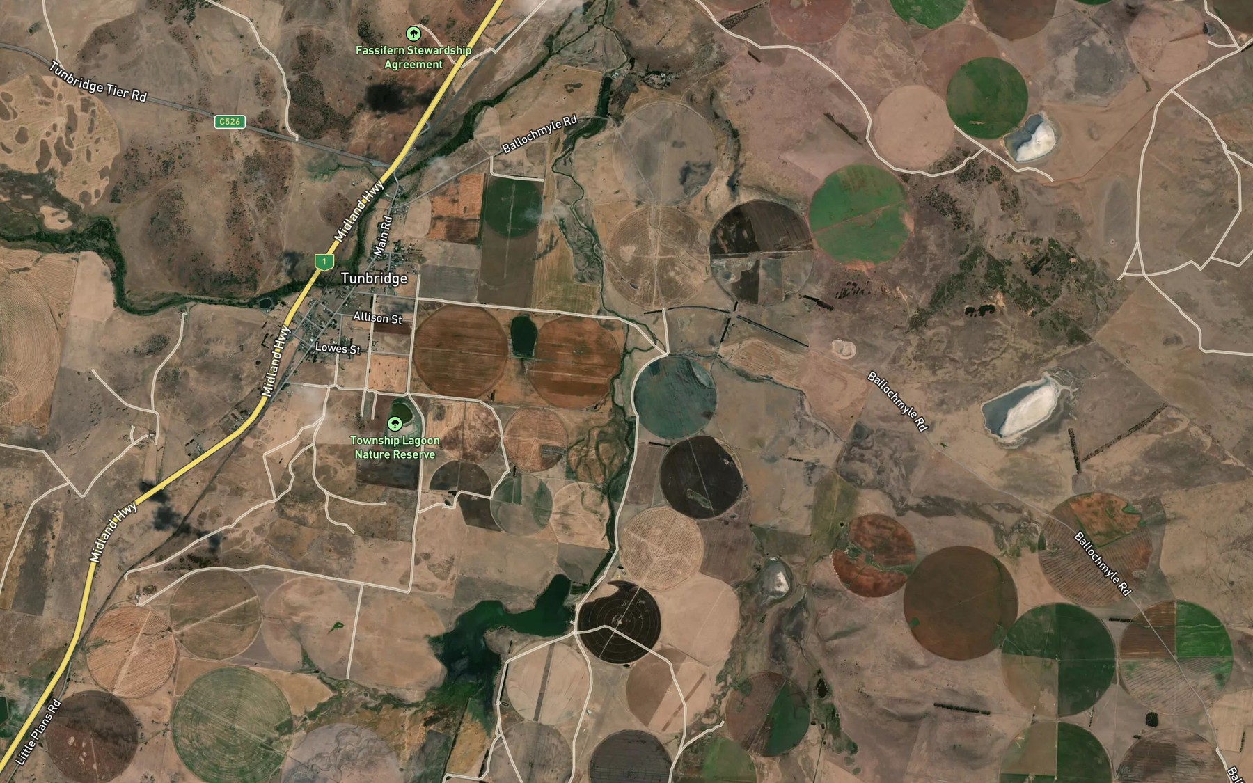 Satellite map of the York Rivulet