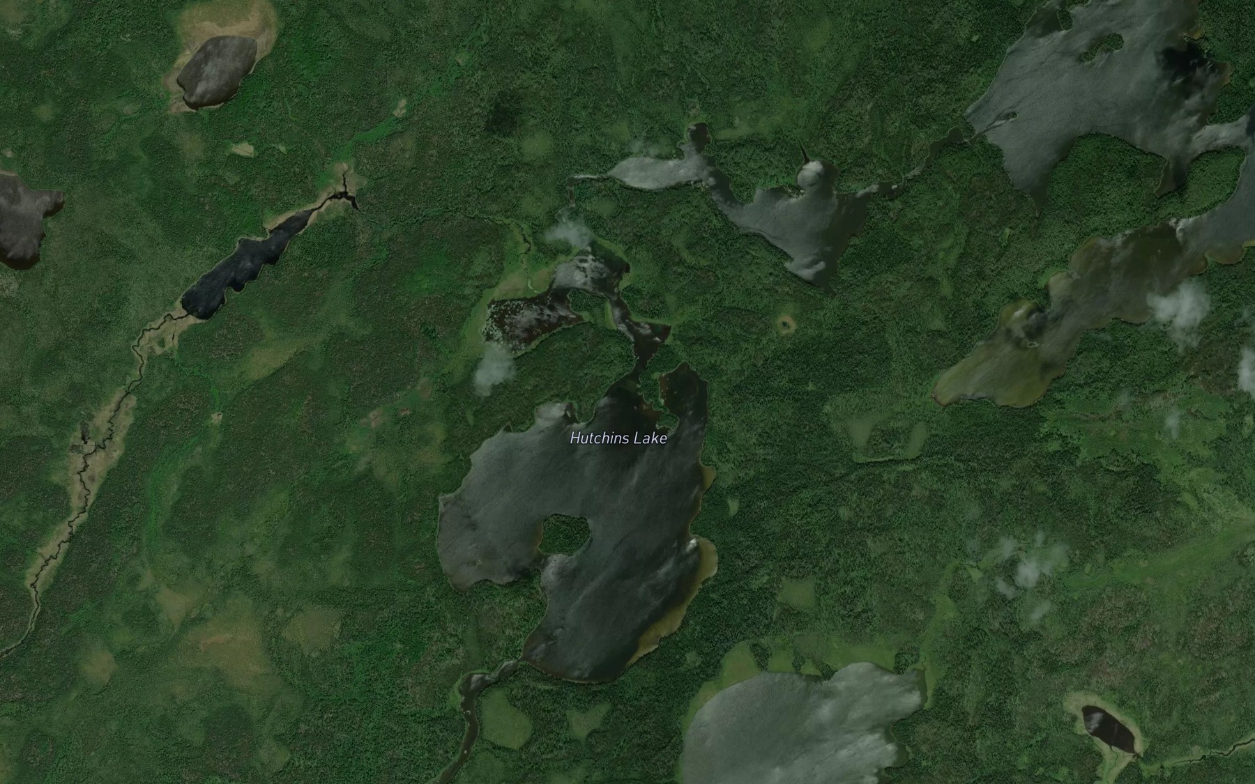 Satellite map of the Hutchins Lake
