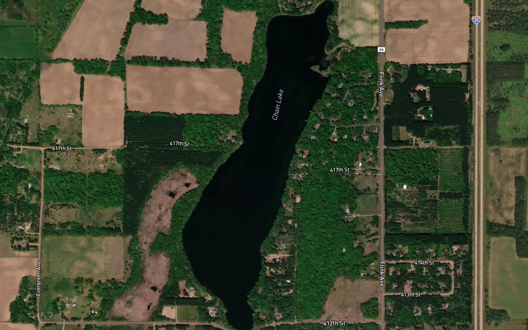 Satellite map of the Chain Lake