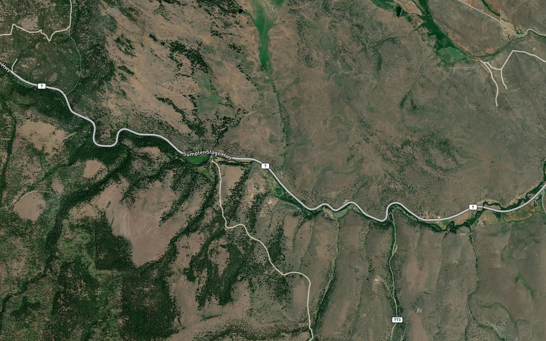 Satellite map of the Poker Creek