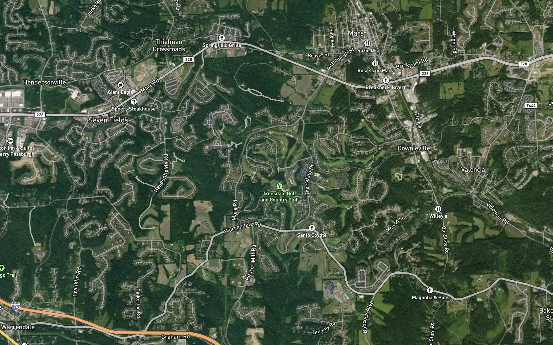 Satellite map of the Treesdale Farm Reservoir