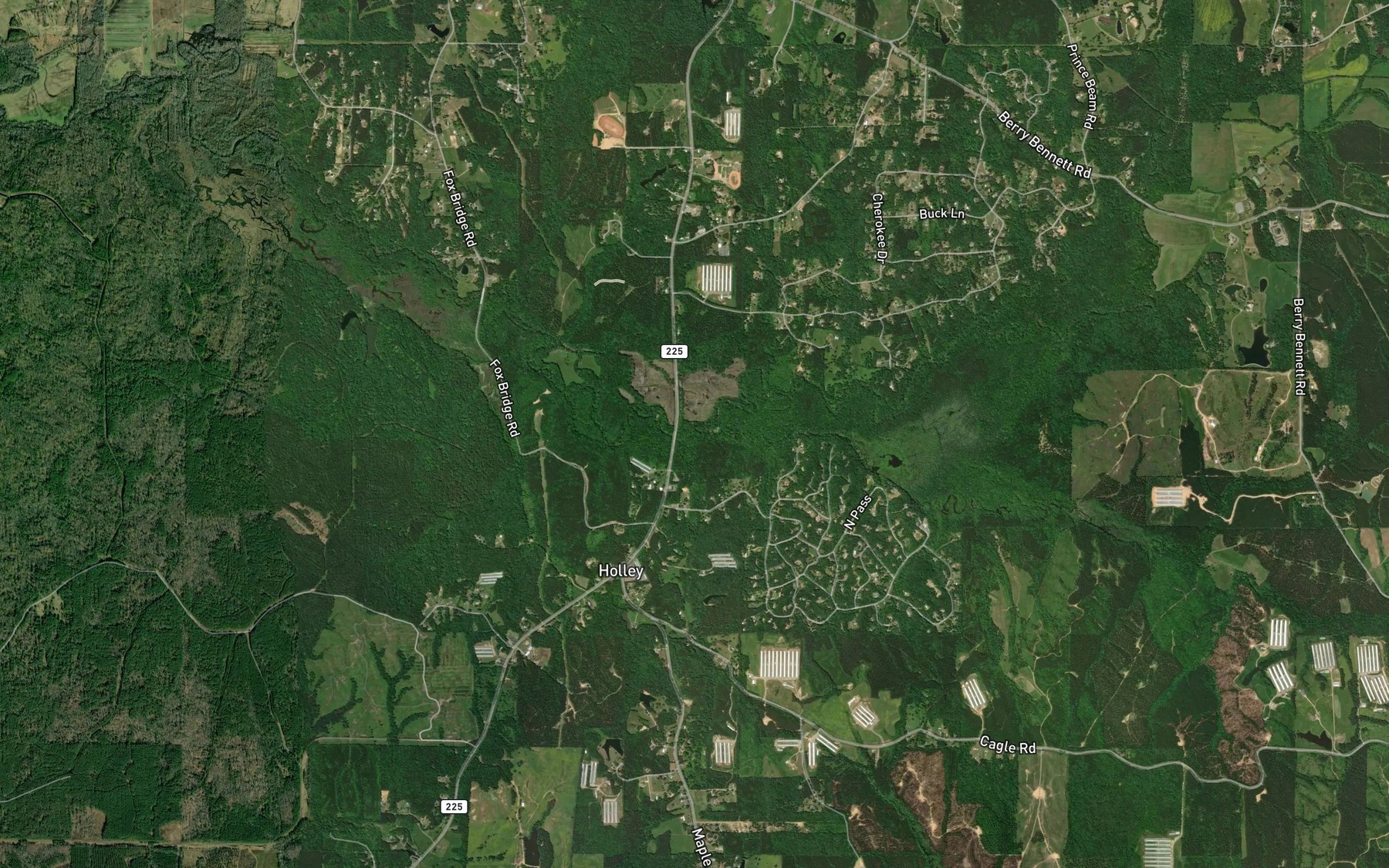 Satellite map of the Rock Branch
