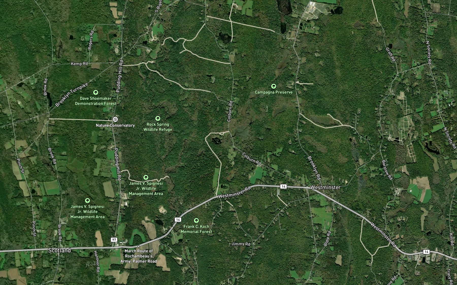Satellite map of the Colburn Brook