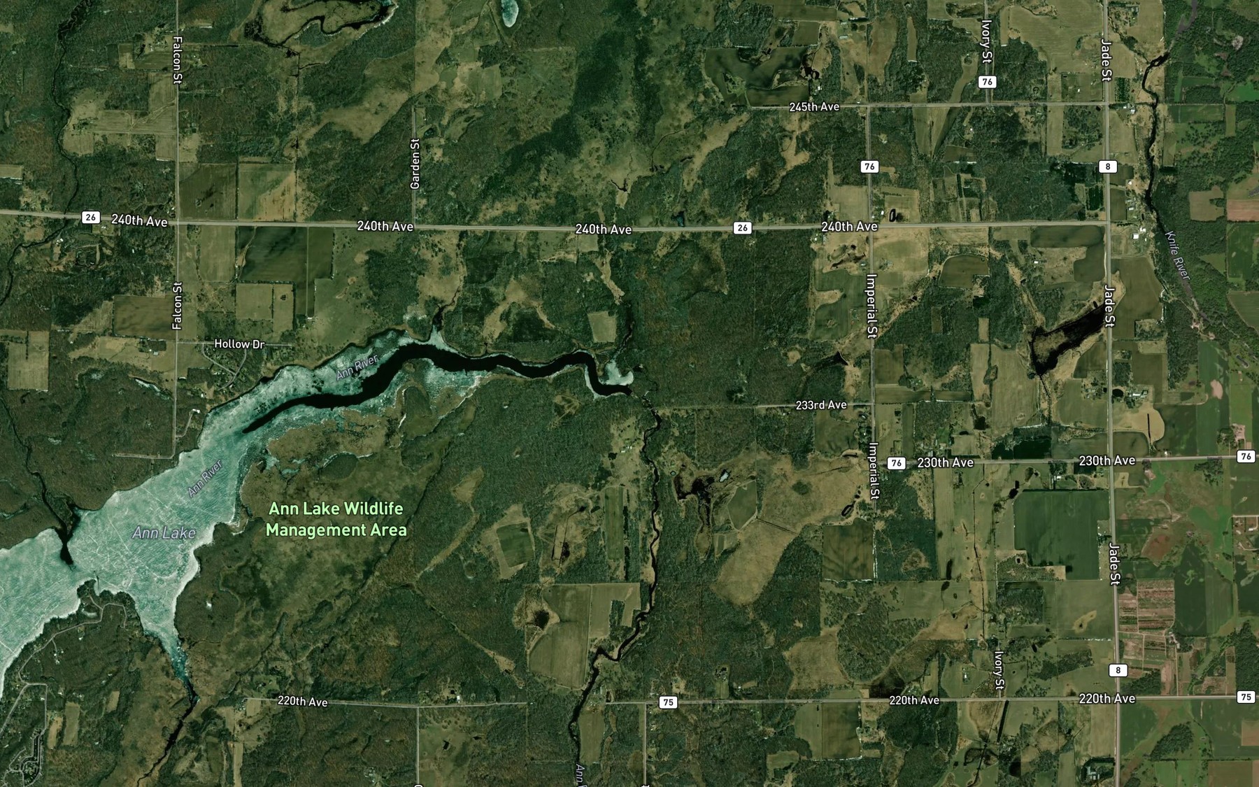 Satellite map of the Ann Lake