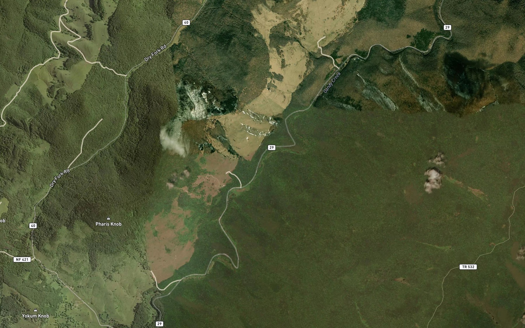 Satellite map of the Nans Branch