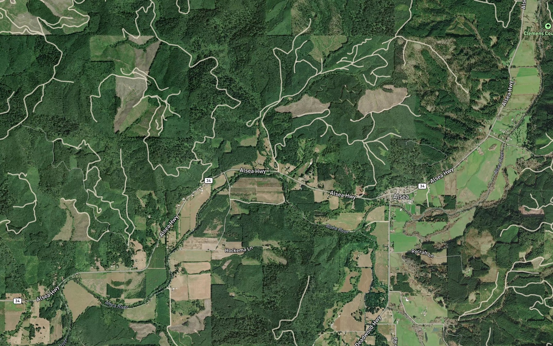 Satellite map of the Beaty Creek
