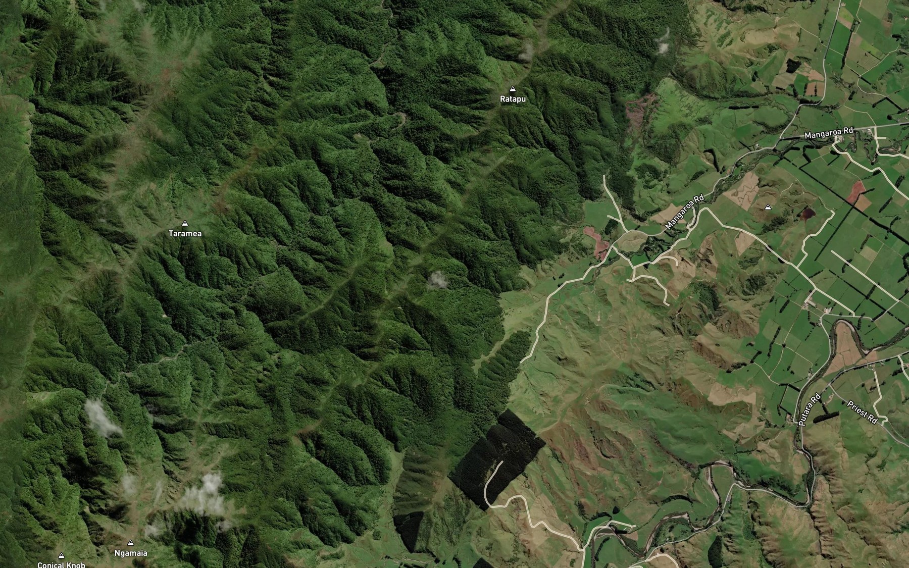 Satellite map of the Mangaroa Stream