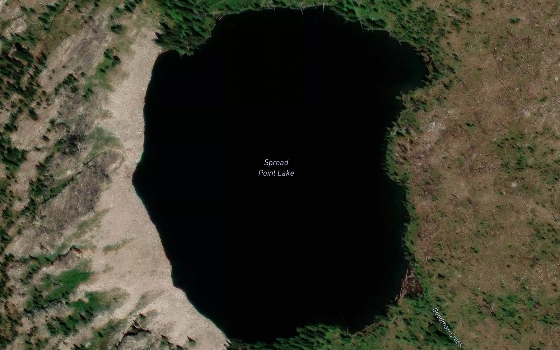 Satellite map of the Spread Point Lake