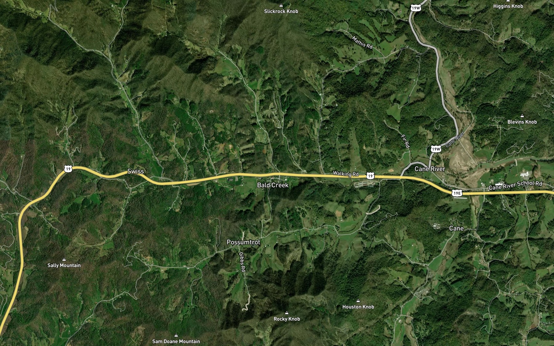 Satellite map of the Lickskillet Branch
